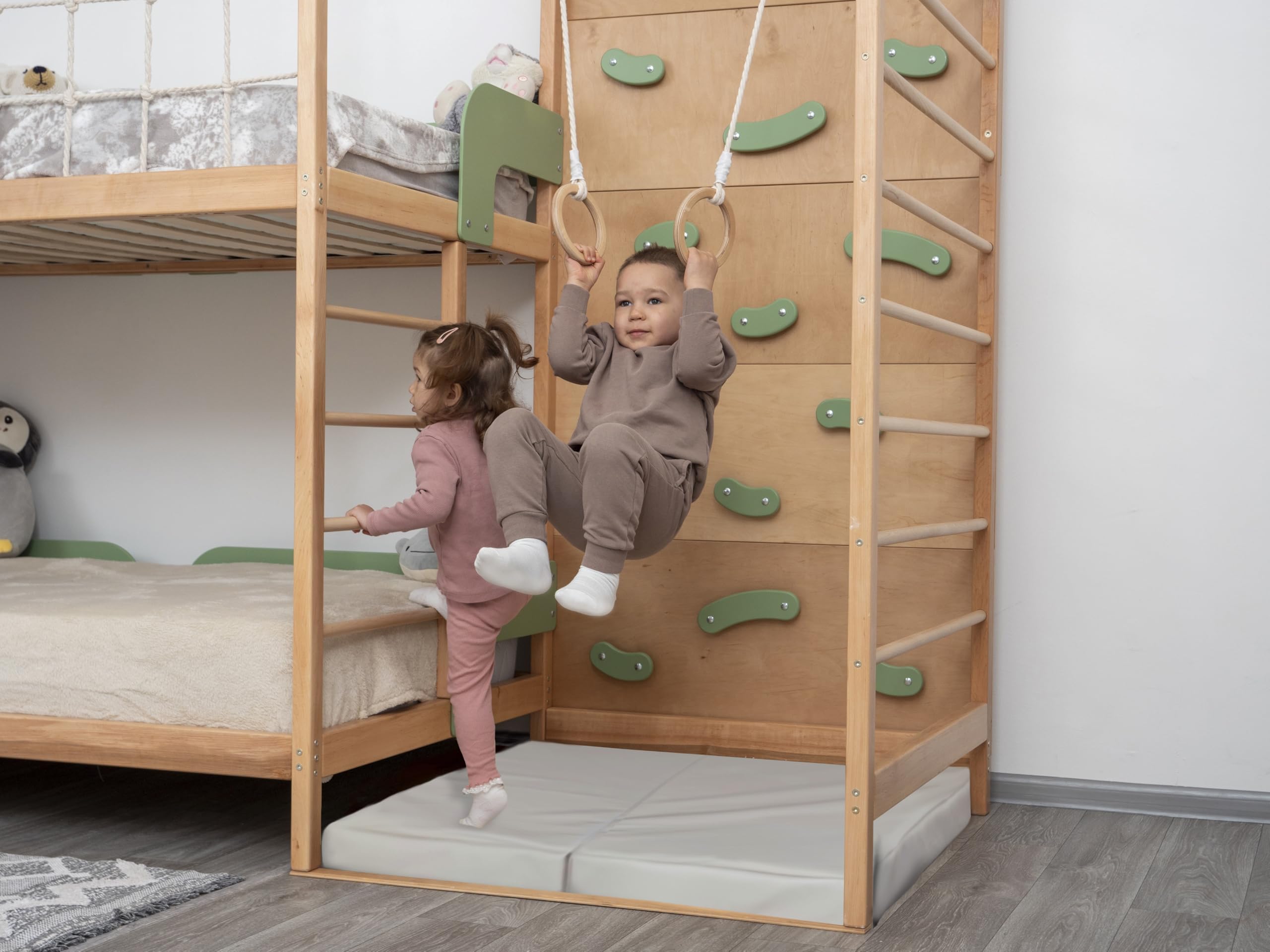 2-in-1 Bunk Bed with Desk and Indoor Jungle Gym