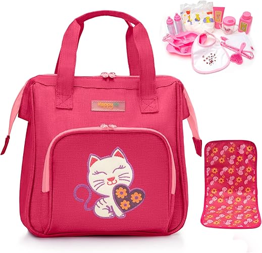 Baby Doll Diaper Bag Unicorn Embroidery 14-Piece Pretend Play