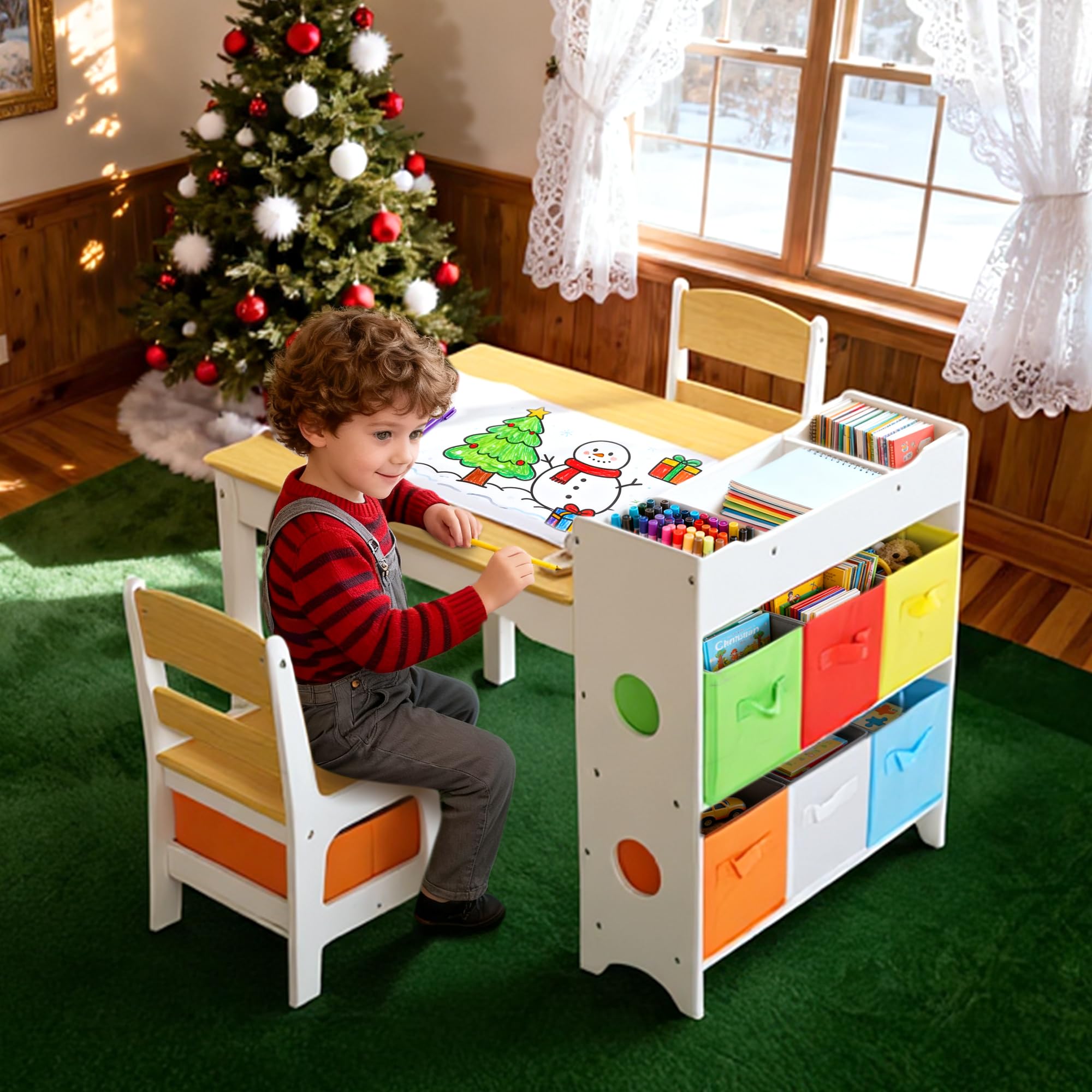 Kids Toddler Activity Table and Chair Set with Storage