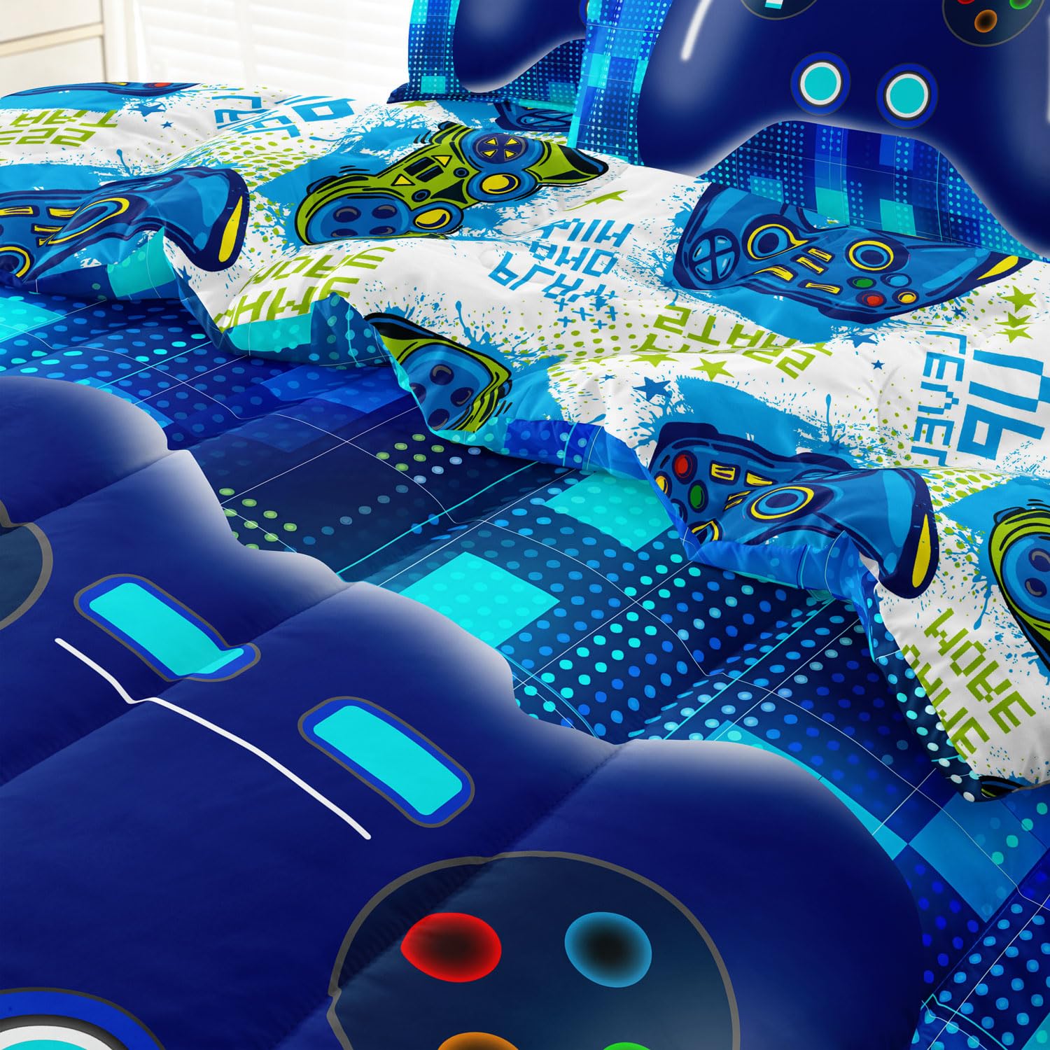 Twin Size Bed in A Bag 5 Pieces Gaming Bedding Set for Boys