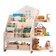 3 Tier Kids Bookshelf Bookcase, House Shape Book Shelf for Kids Rooms Nursery