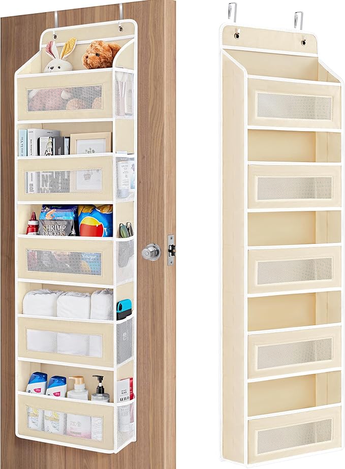 Over The Door Organizer Storage, 5 Shelf Hanging Door Organizer with 5 Large