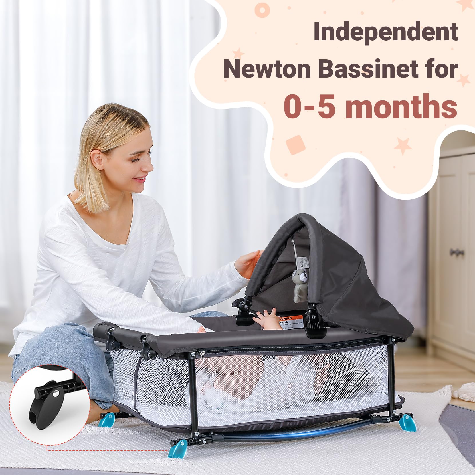 5-in-1 Adjustable Baby Bedside Bassinet with Changing Table