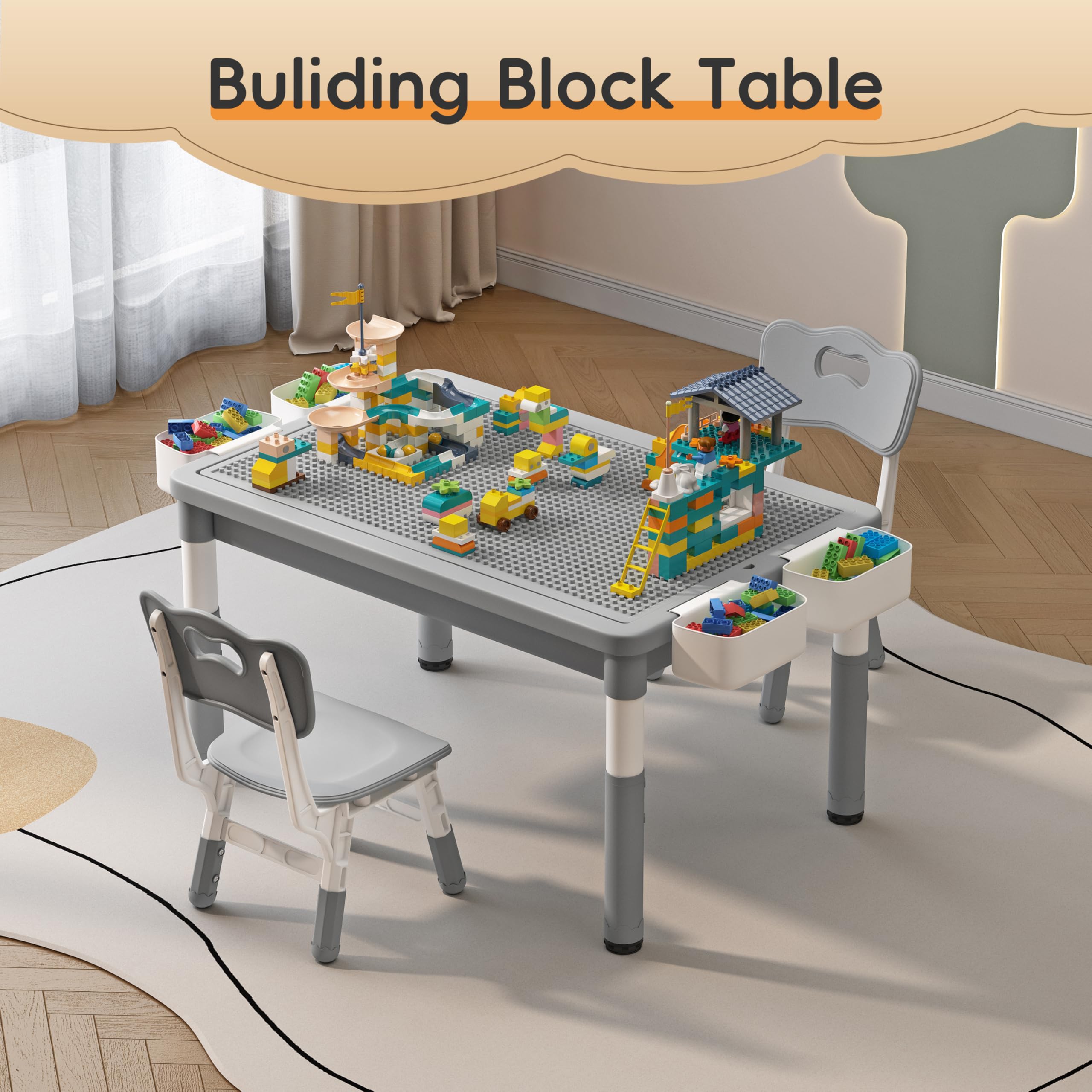 Height Adjustable Kids Activity Table and 2 Chairs Set