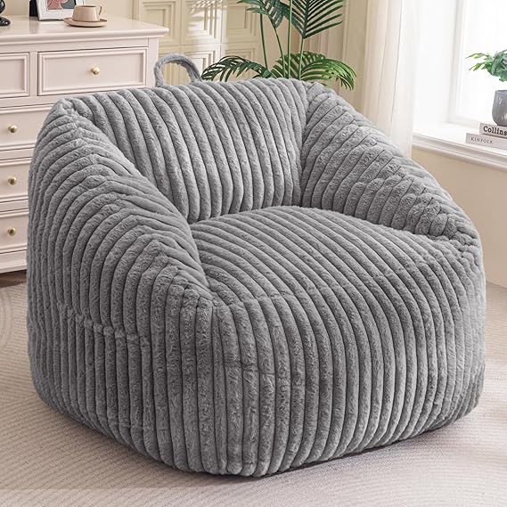 Kids Bean Bag Chair, Comfy Faux Fur Bean Bag Sofa with Filler