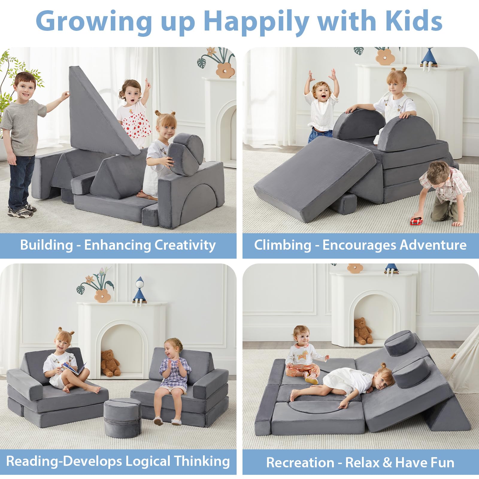 16-Piece Modular Kids Play Couch