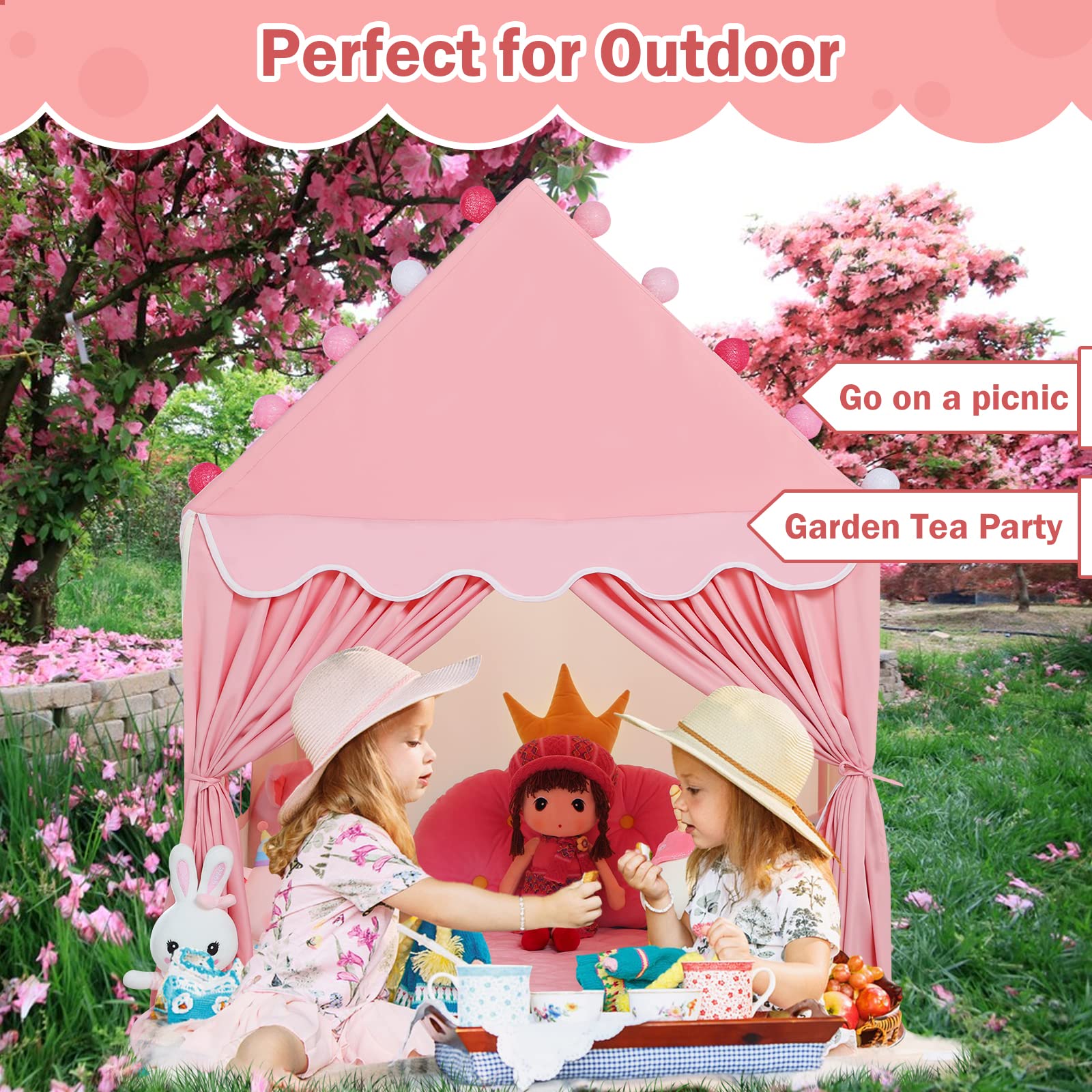 Kids Play Tent with Mat and Star Lights