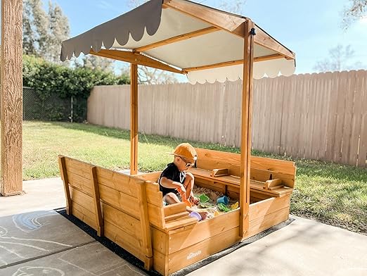 Sandbox with Lid, Sand Boxes for Kids Outdoor, 47.2 Inch Sand Pit