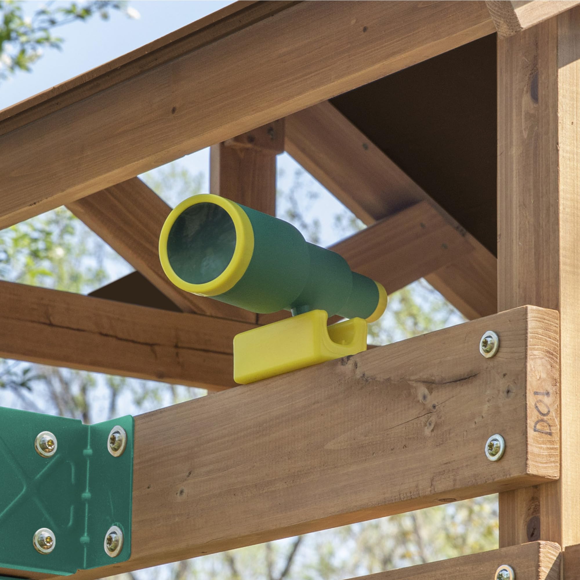 Cedar Wood Swing Set with Wave Slide Rock Wall Sandbox