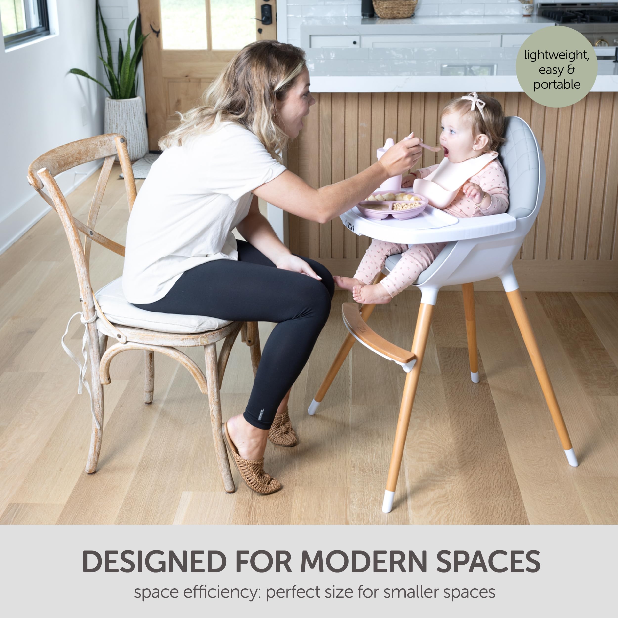 Convertible Wooden High Chair with Adjustable Height