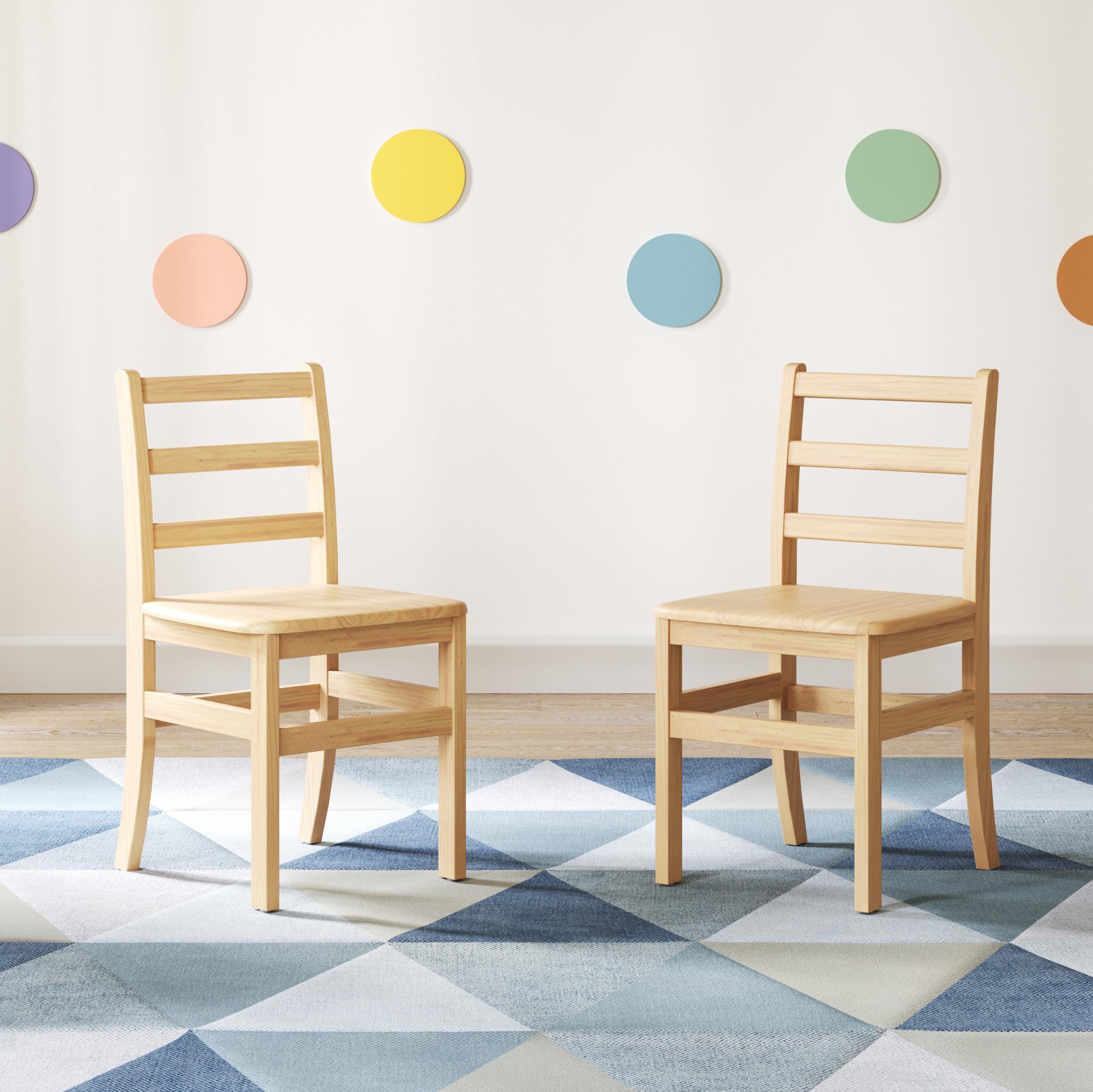 16" Wooden Ladderback School Chair - 2 Pack