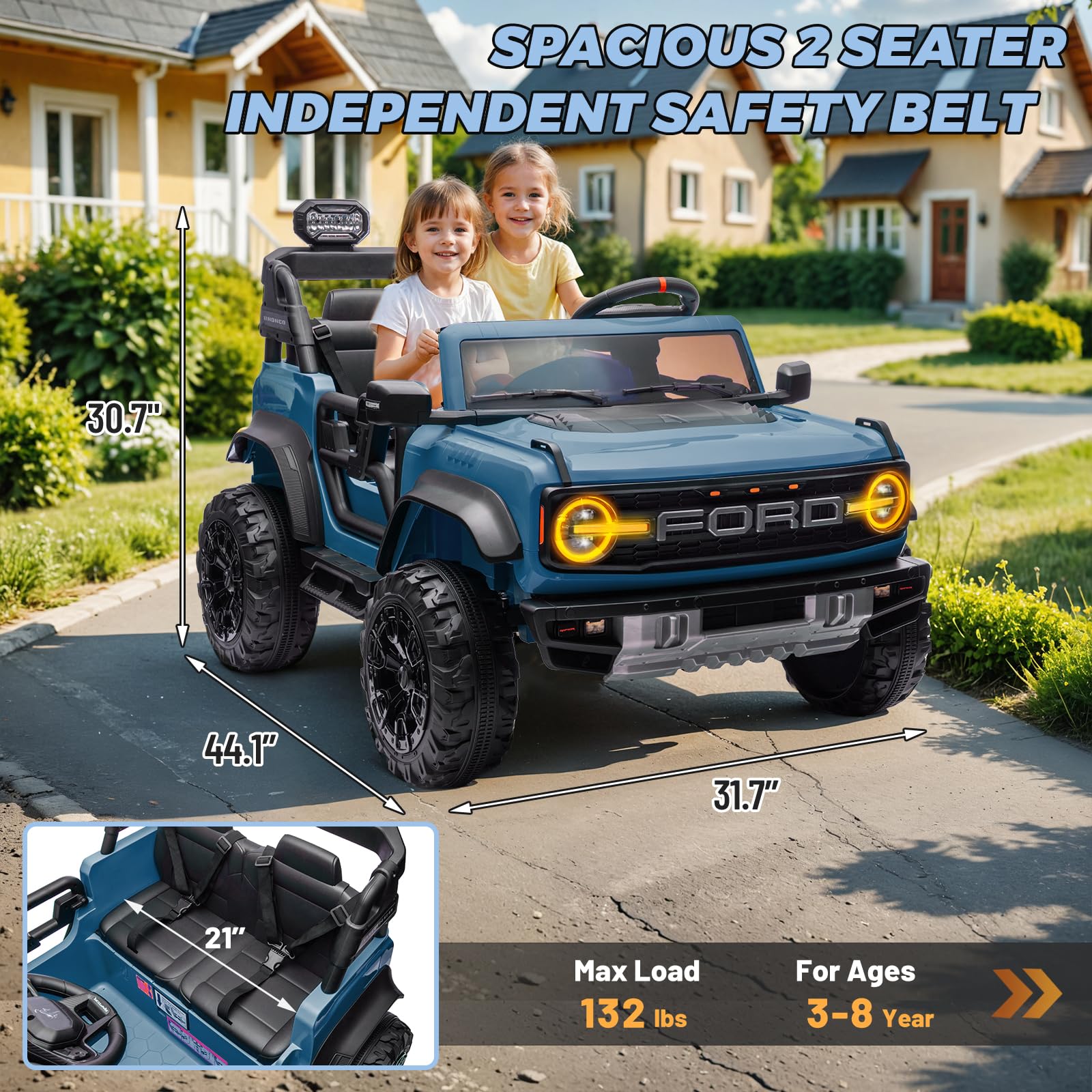 24V 2-Seater Electric Ride-On Truck for Kids
