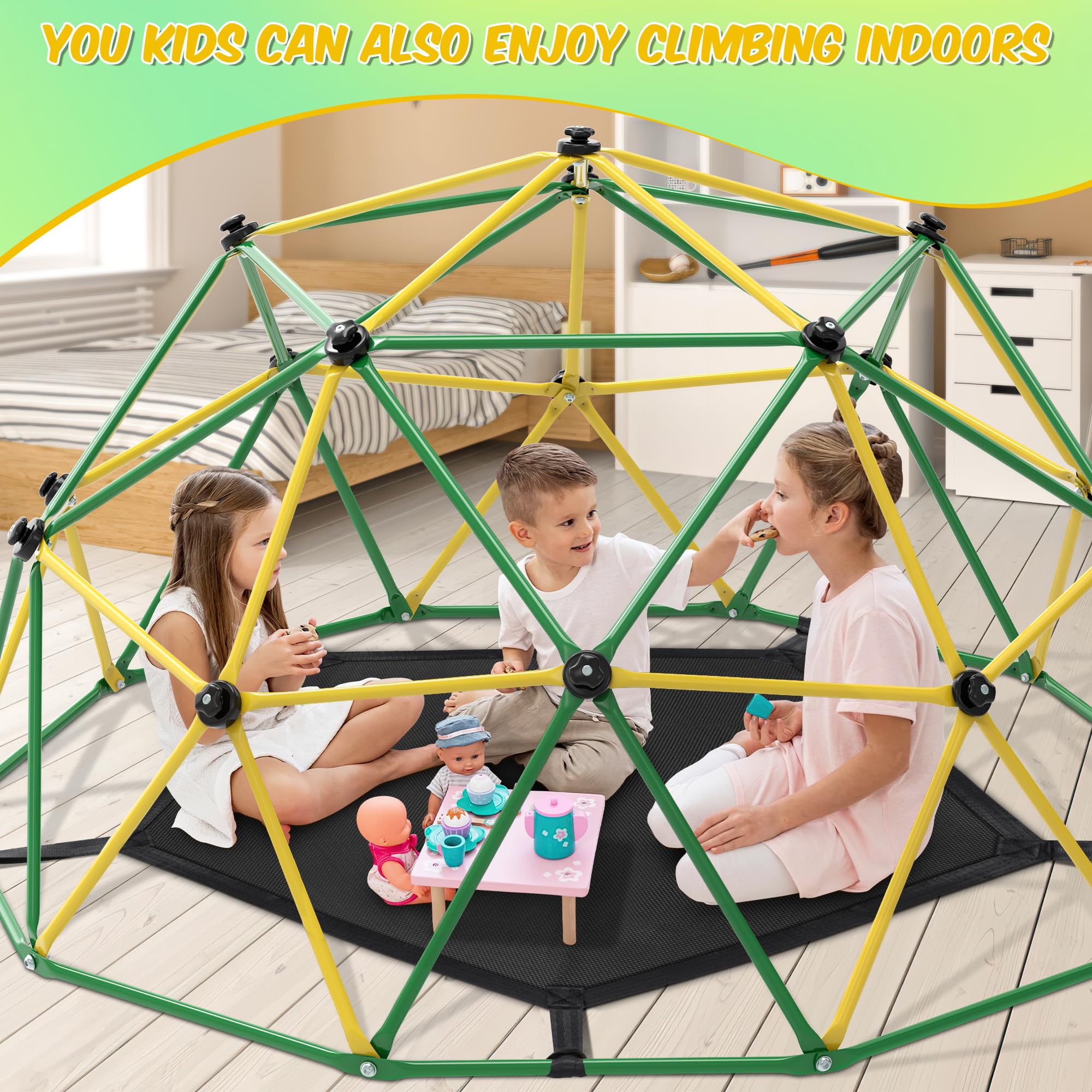 Climbing Dome Outdoor Jungle Gym with Hammock and Swing