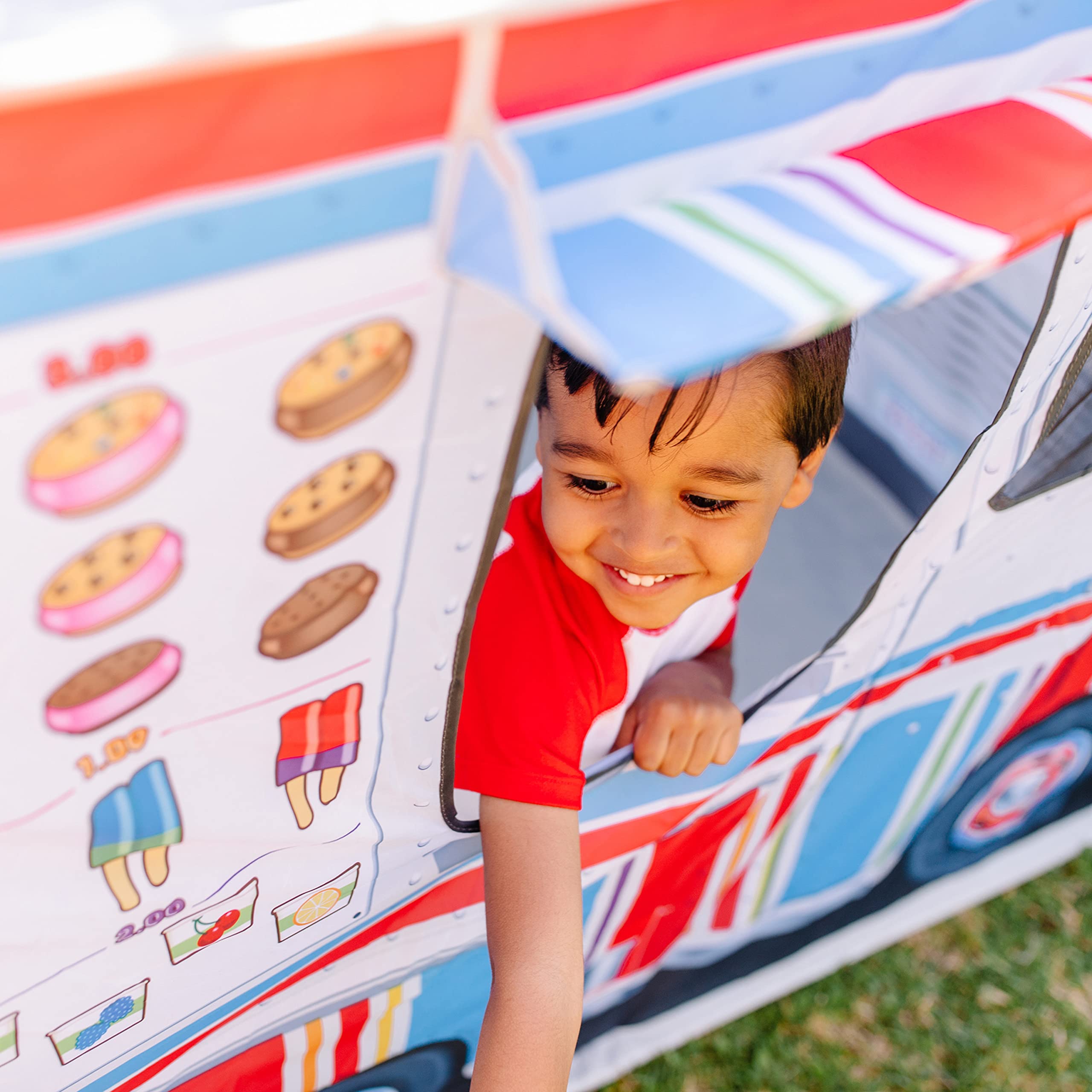 Double-Sided Food Truck Play Tent - Ice Cream and BBQ Role Play Toy