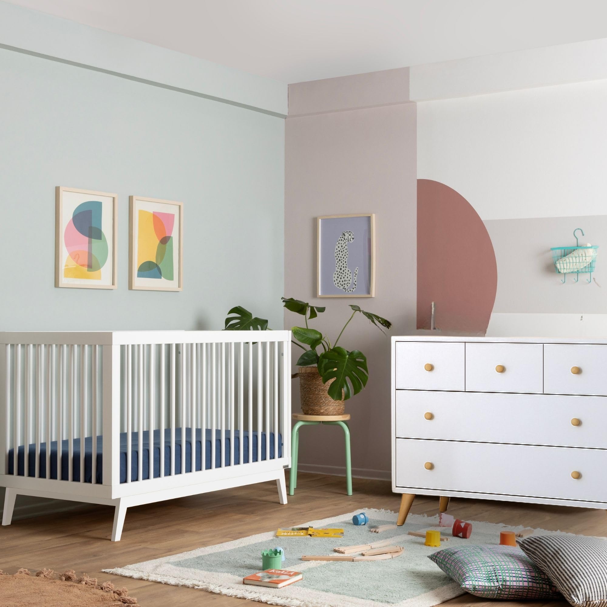 3-in-1 Convertible Crib and 5-Drawer Dresser Set