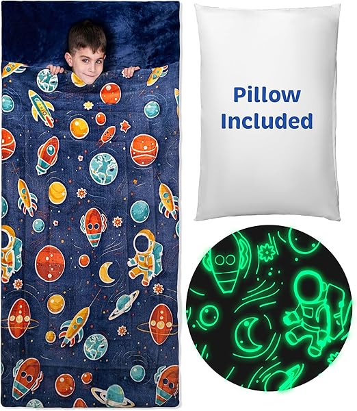 Glowing Stars Sleeping Bag for Kids - Ages 3+ Soft Toddler Girl