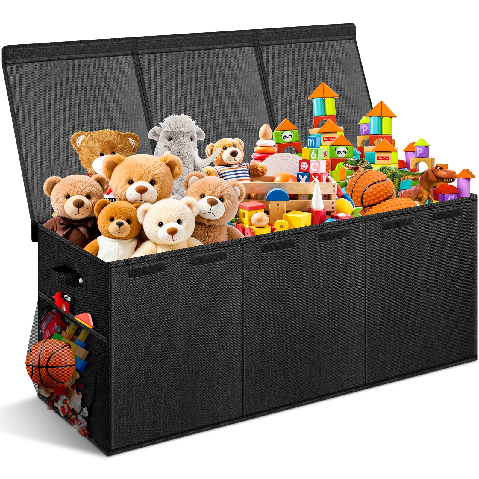 Extra Large Toy Box with Lids - Sturdy Collapsible Kids Storage Organizer Big Bin Chest