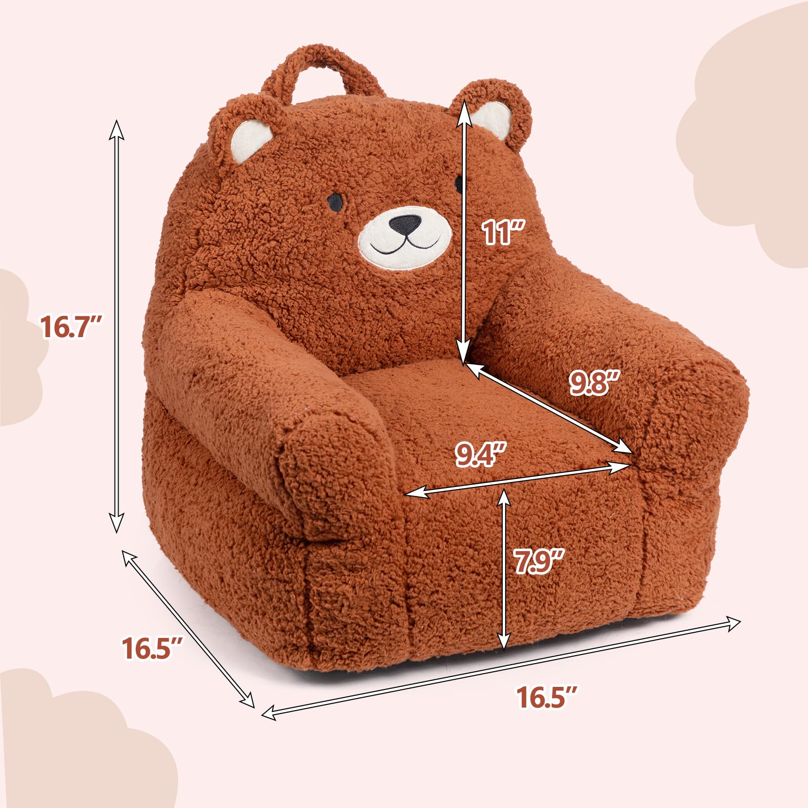 Kids Foam Filled Chair with Soft Plush Cover