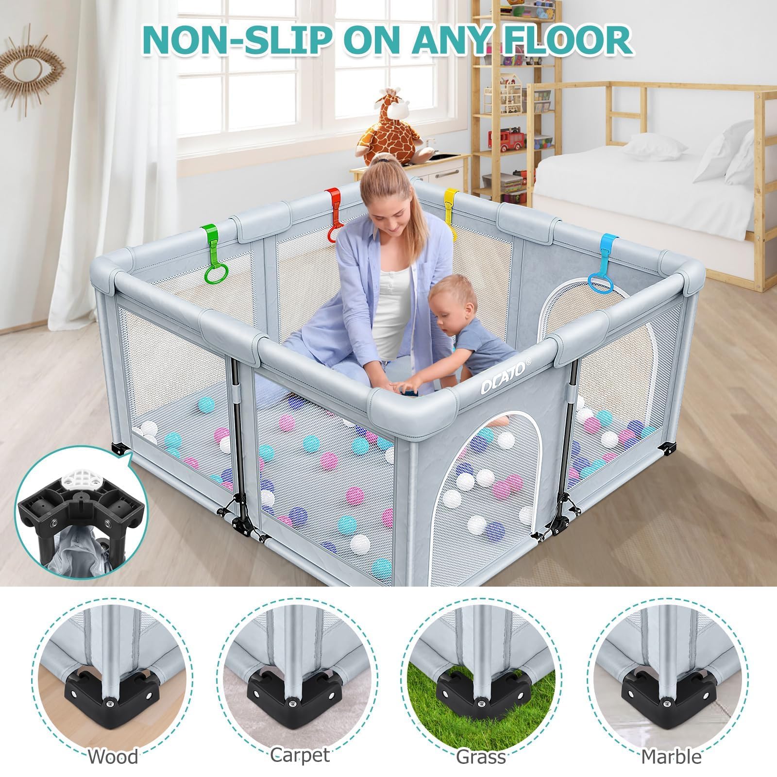 Foldable Baby Playpen 50x50 Portable Indoor Outdoor Safety Play Yard