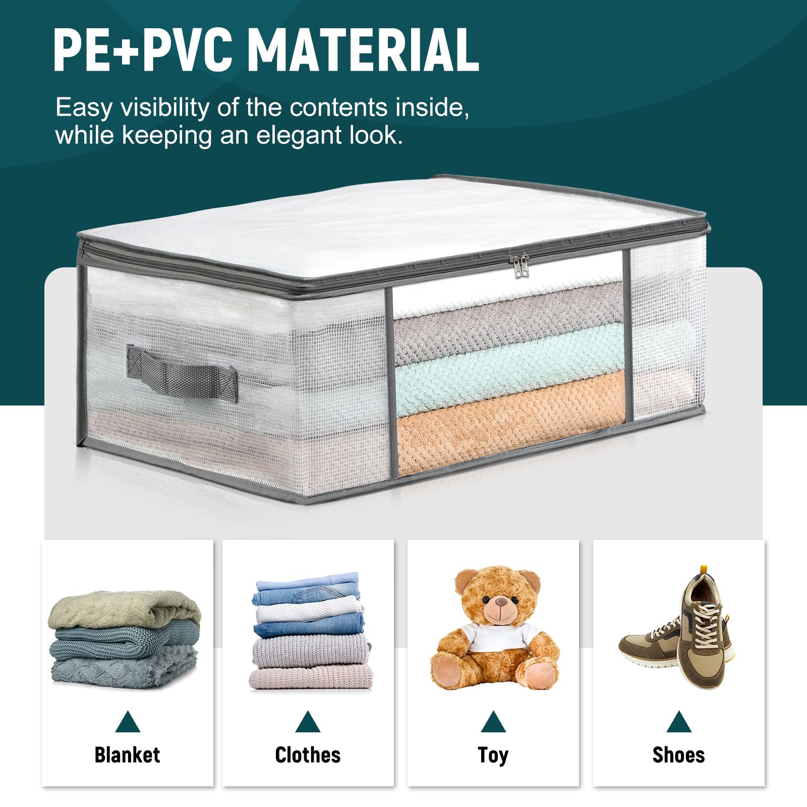 Foldable Clothes Storage Bags with Clear Window - 3 Pack