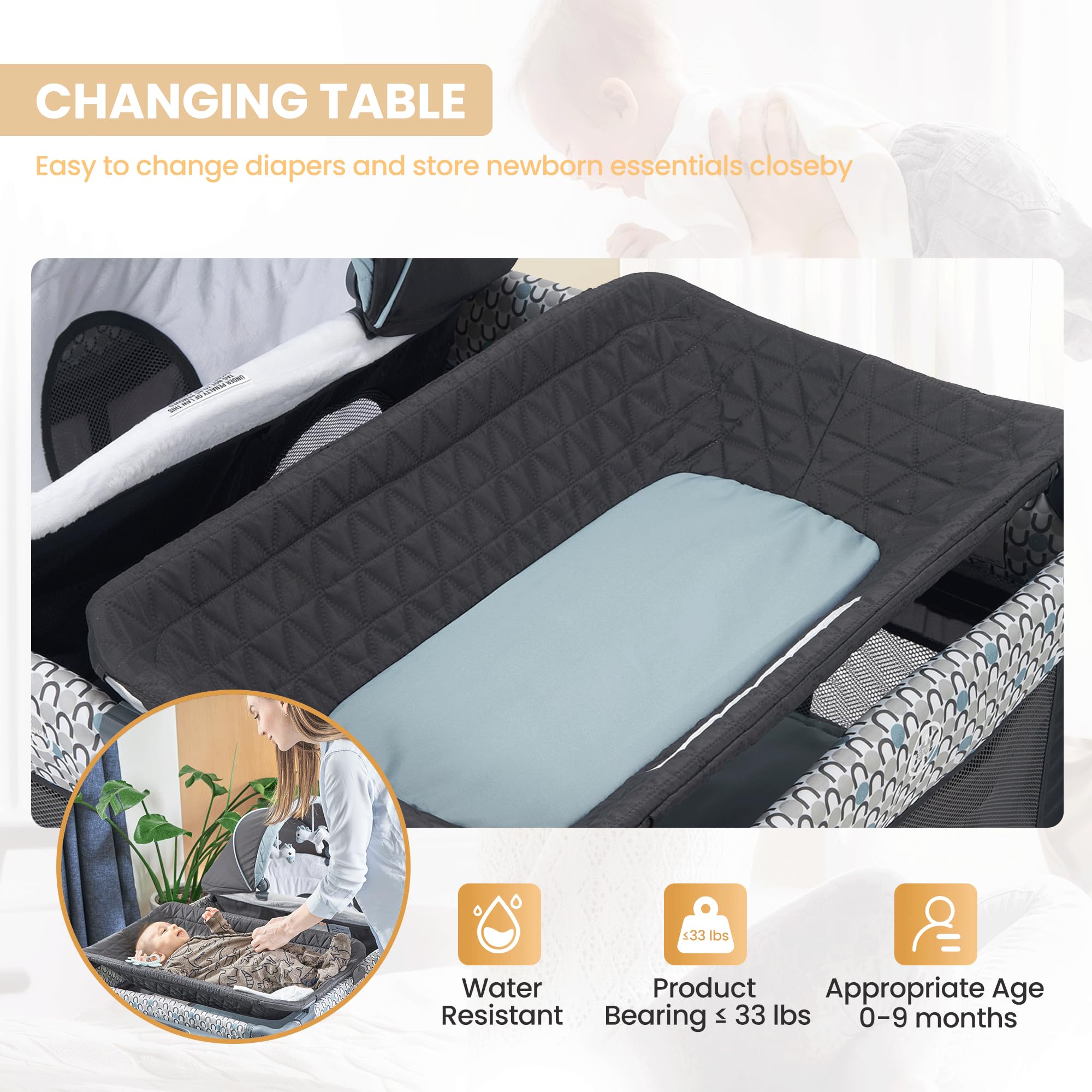5-in-1 Pack and Play with Bassinet and Changing Table