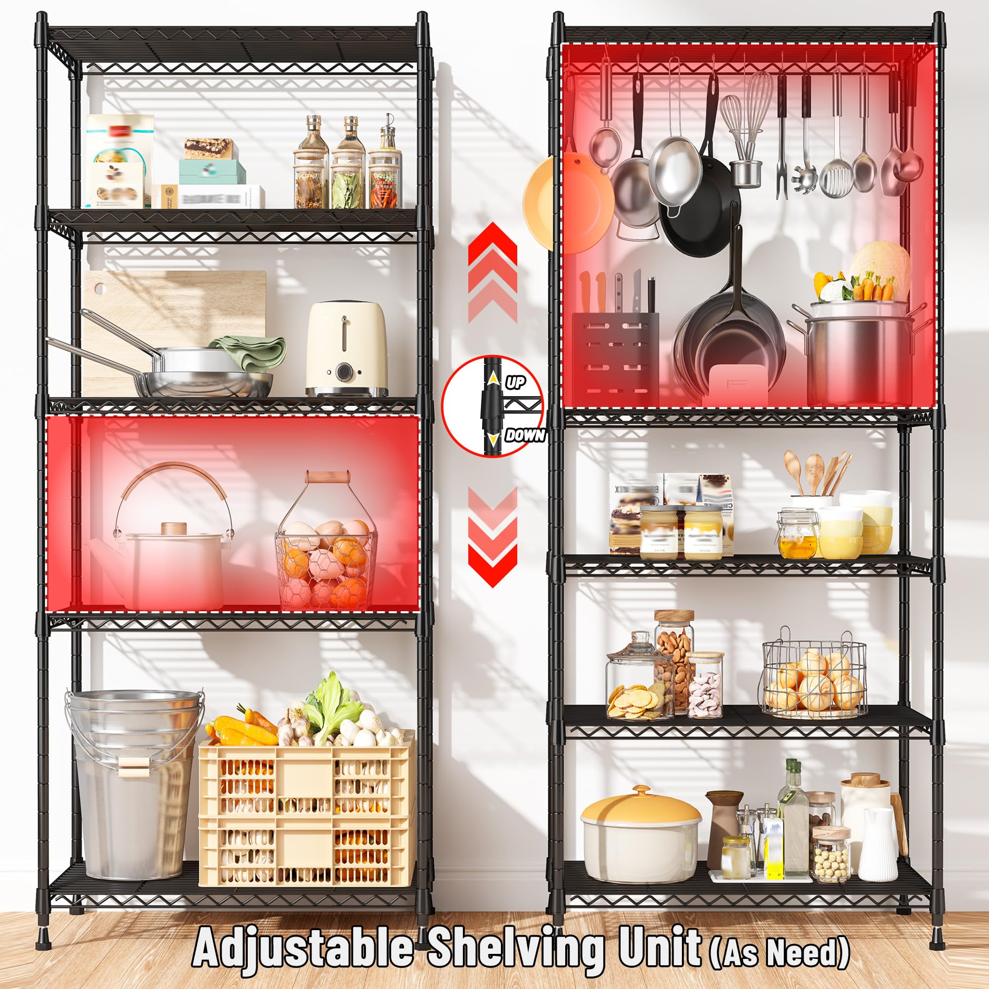 5-Tier Wire Storage Shelving Unit Heavy Duty Metal Rack