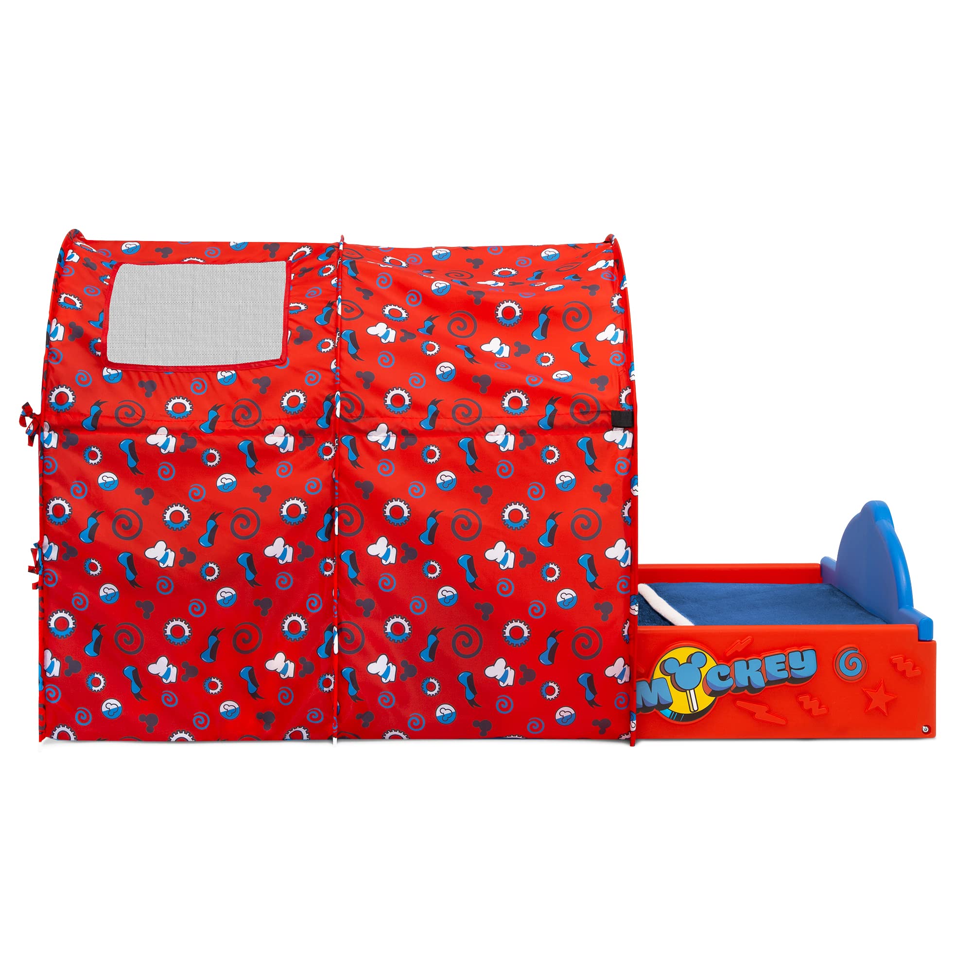 Disney Mickey Mouse Sleep and Play Toddler Bed with Tent, Blue/Red