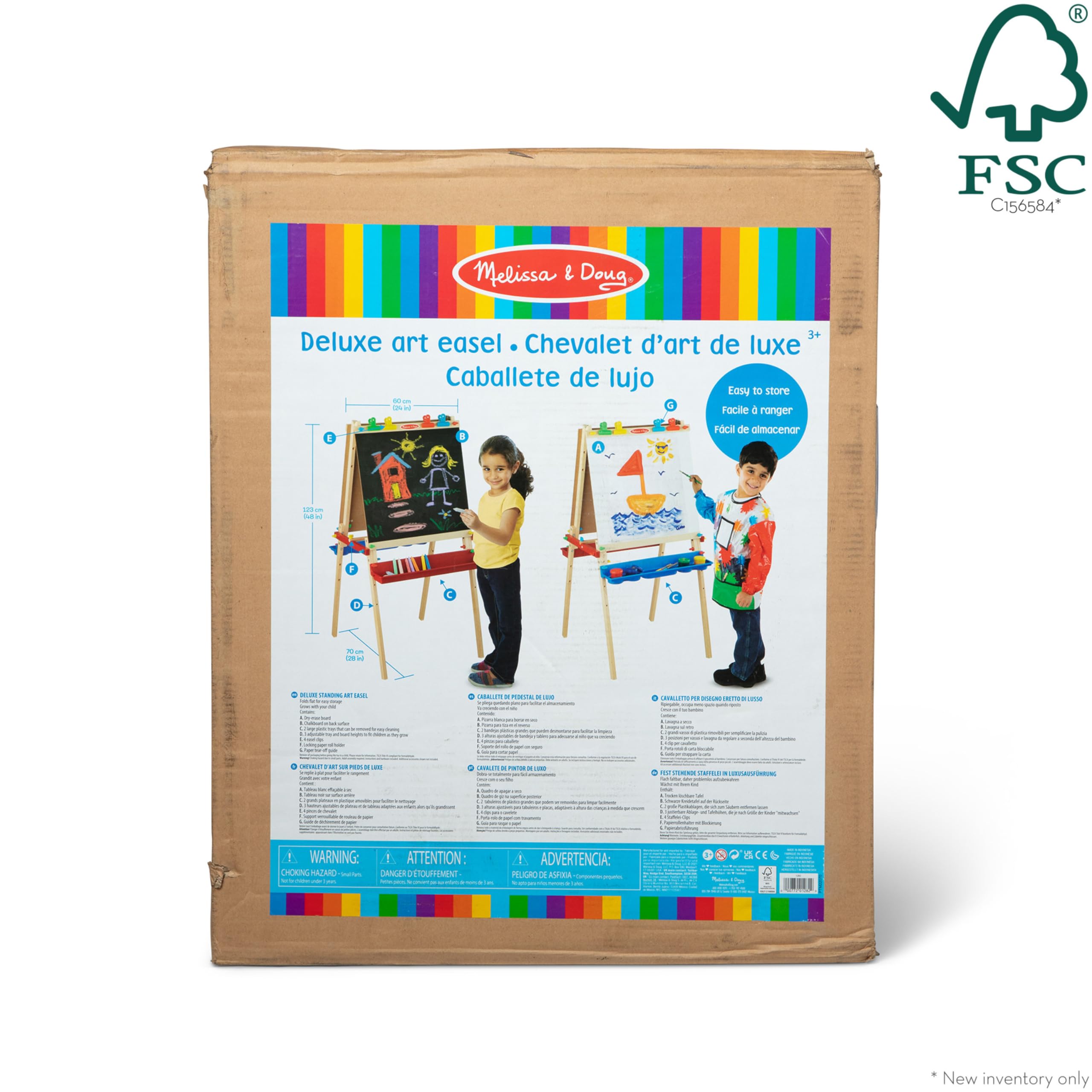 Melissa & Doug Deluxe Standing Art Easel - Dry-Erase Board, Chalkboard, Paper Roller