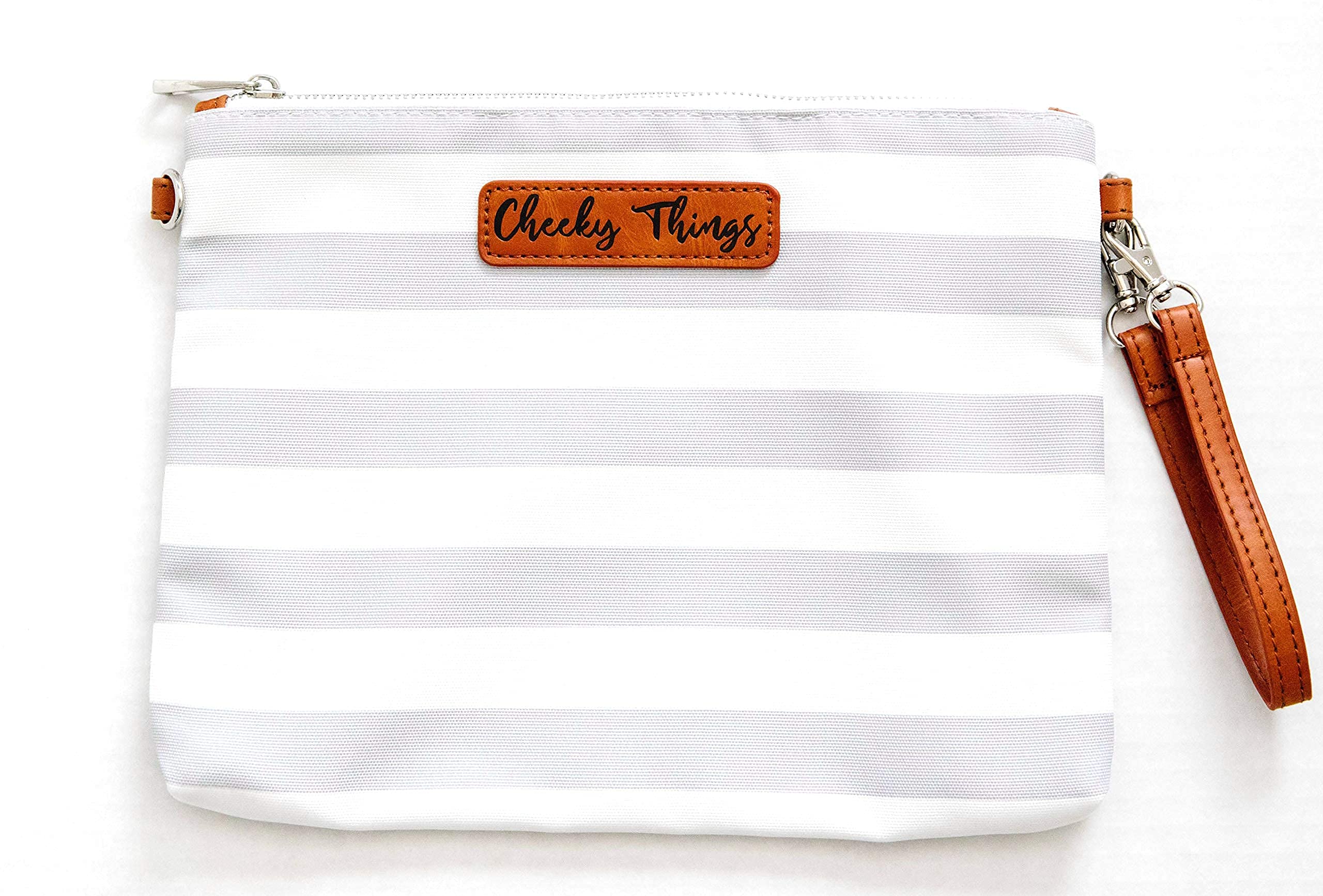 XL Set of 4 Gray and White Striped Canvas Diaper Bag Pouches