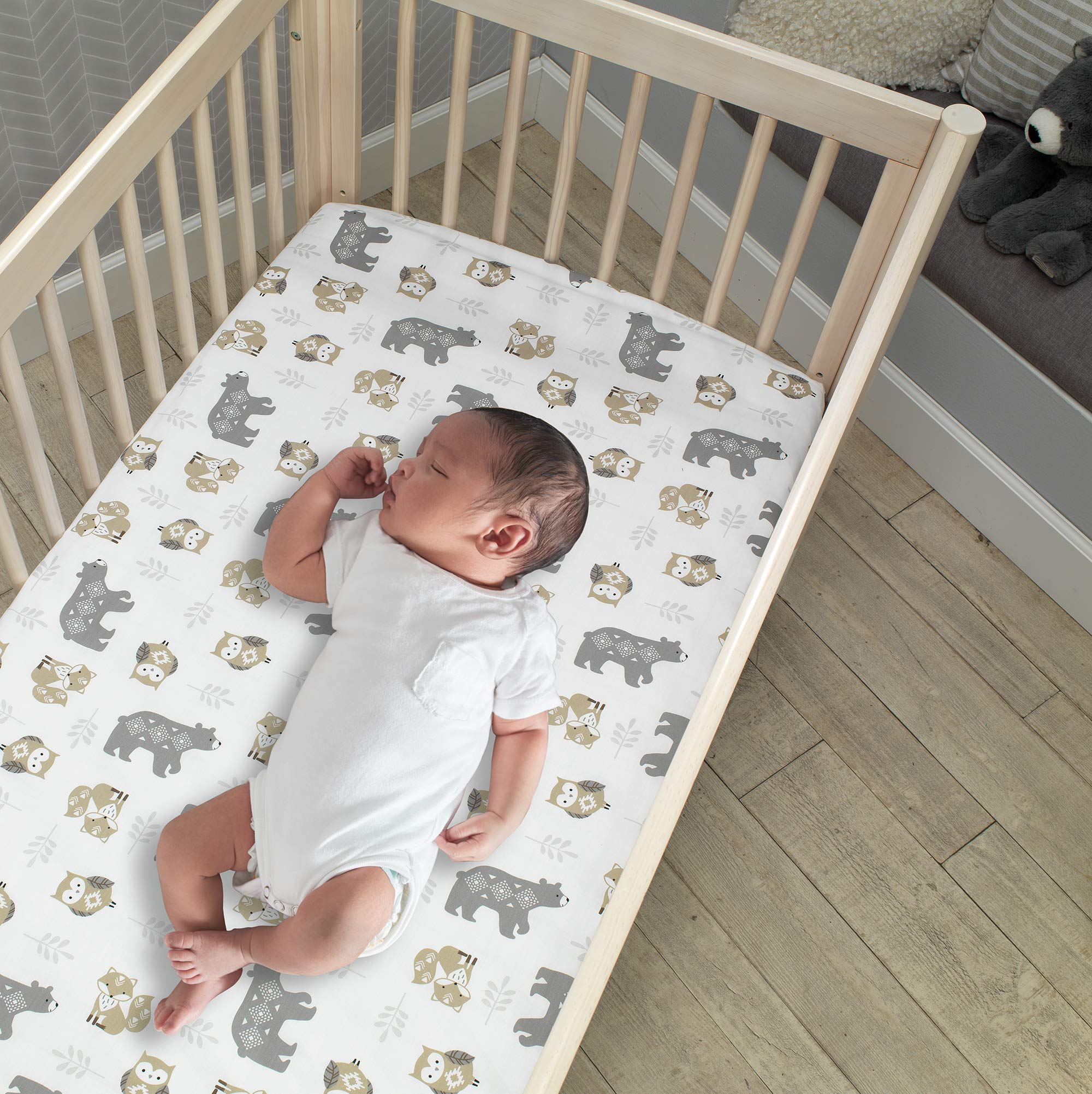 Woodland Forest Animal Nursery 5-Piece Baby Crib Bedding Set - Gray