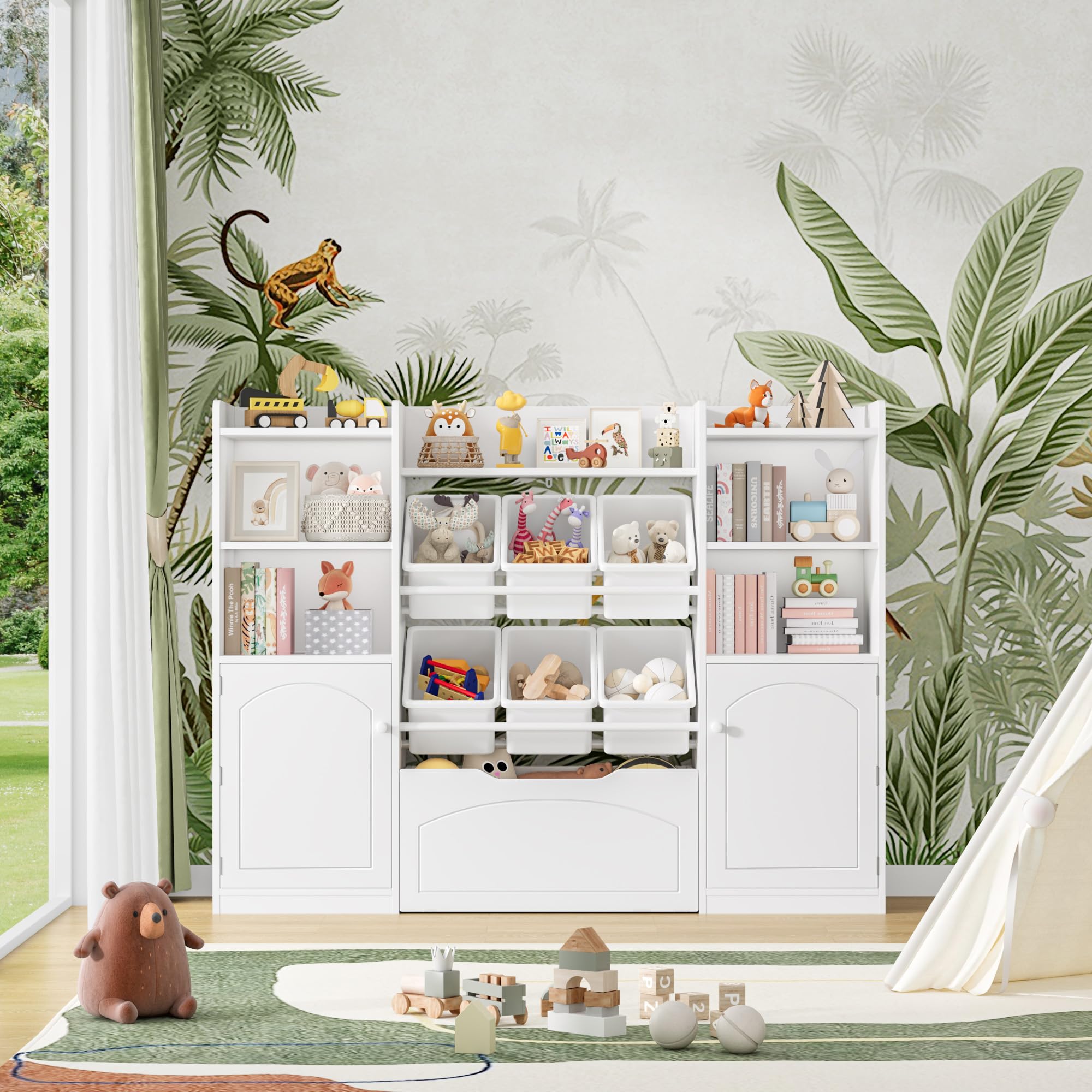 55” Toy Storage Organizer with Removable Bins