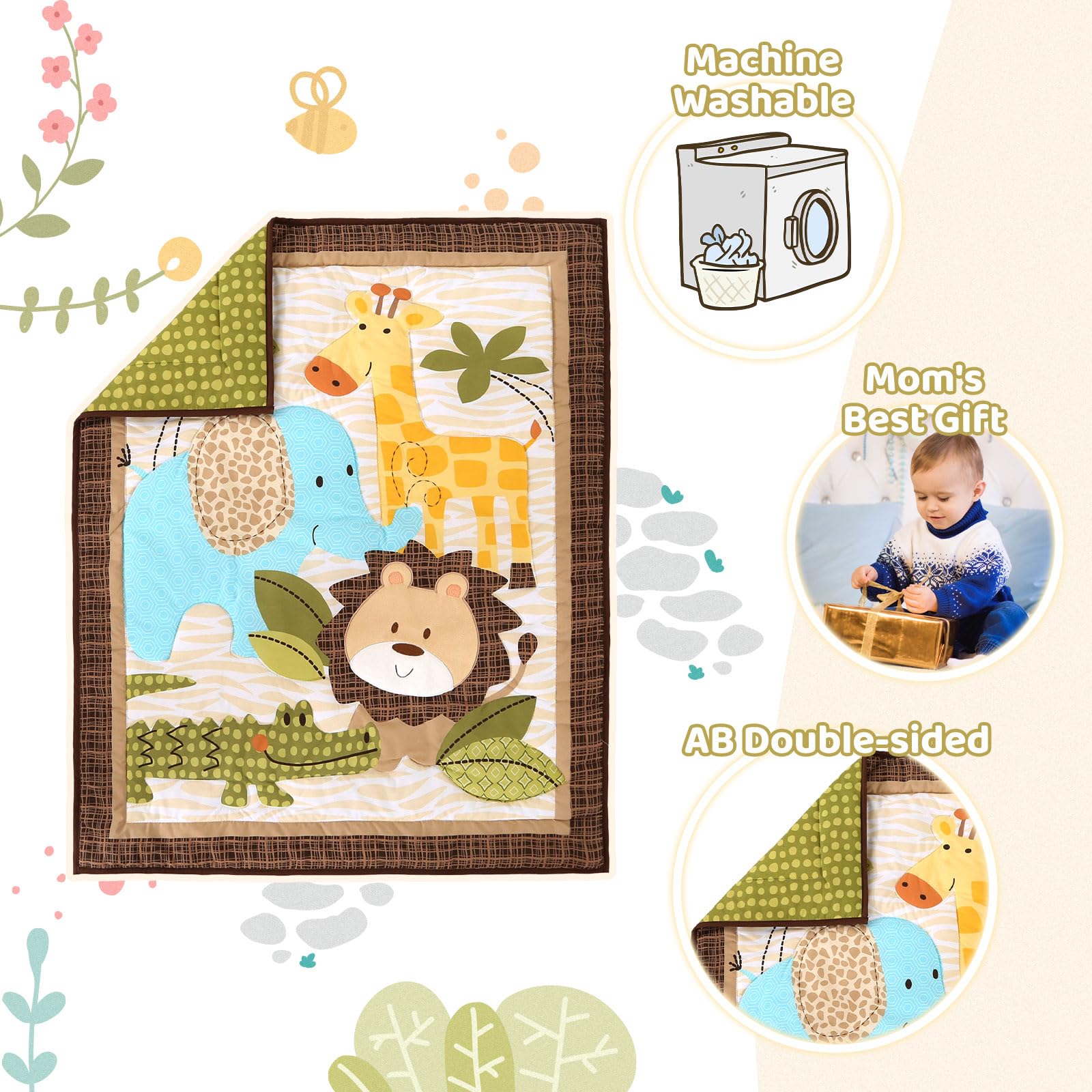Safari Mini Crib Bedding Set for Boys