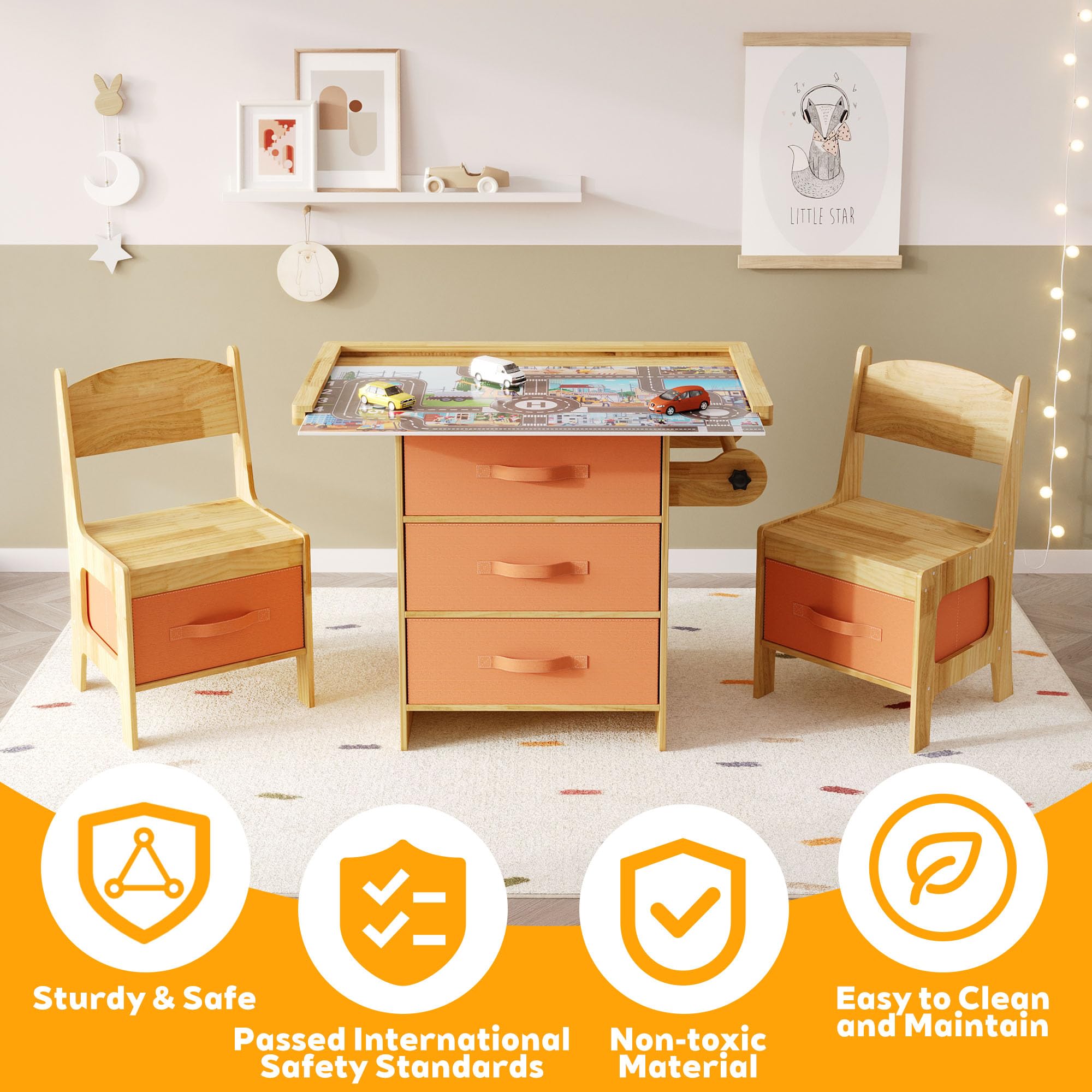 3-in-1 Kids Table and Chair Set with Storage