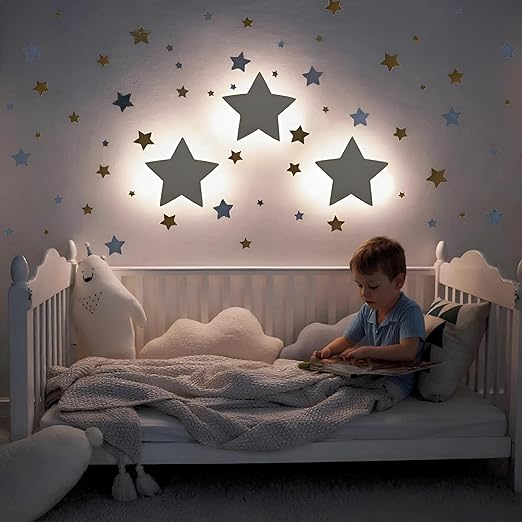 Wall (Pack of 1) with Star Wall Decals for Nursery Decor – Rechargeable