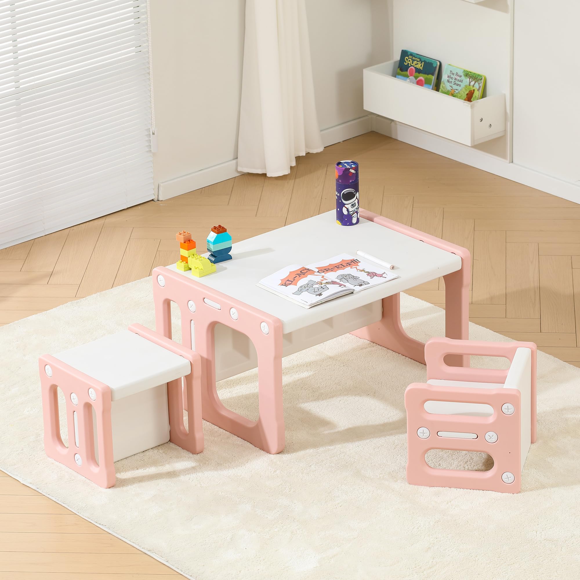 Height-Adjustable Kids Table and Chair Set for Ages 3-8