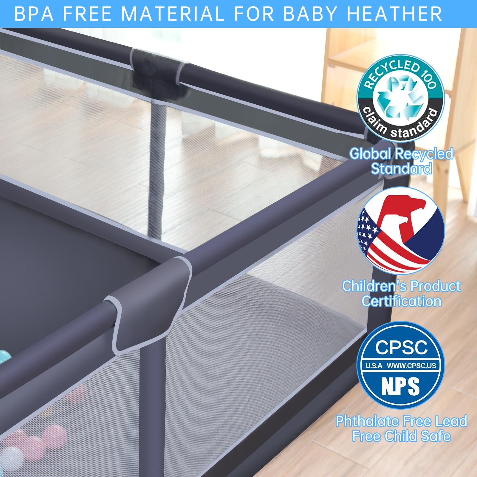 Baby Playpen 50x50 Inch Large Indoor Outdoor Play Yard