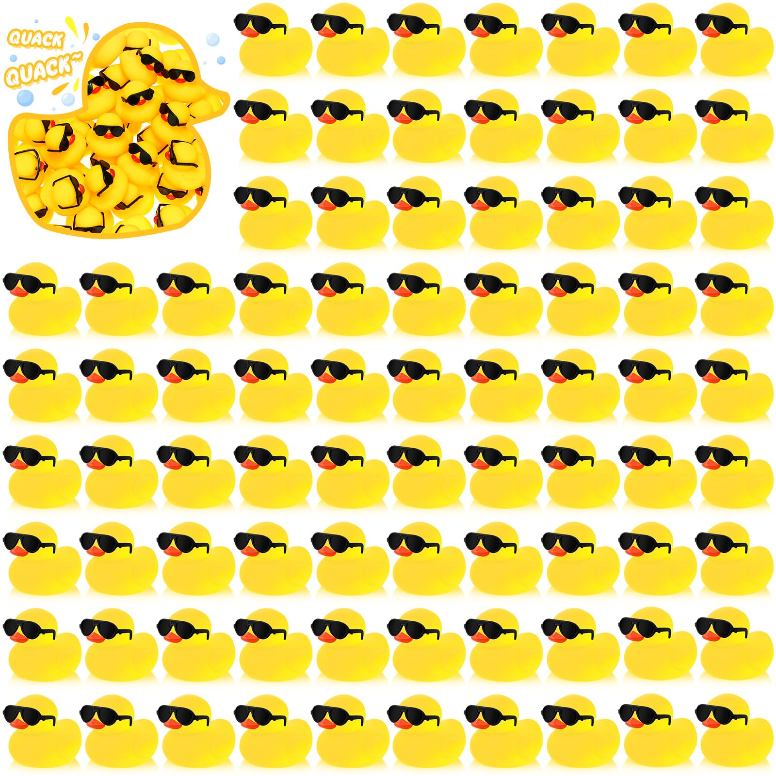 Pack Mini Rubber Ducks Set Bath Toys in Bulk with Sunglasses Float