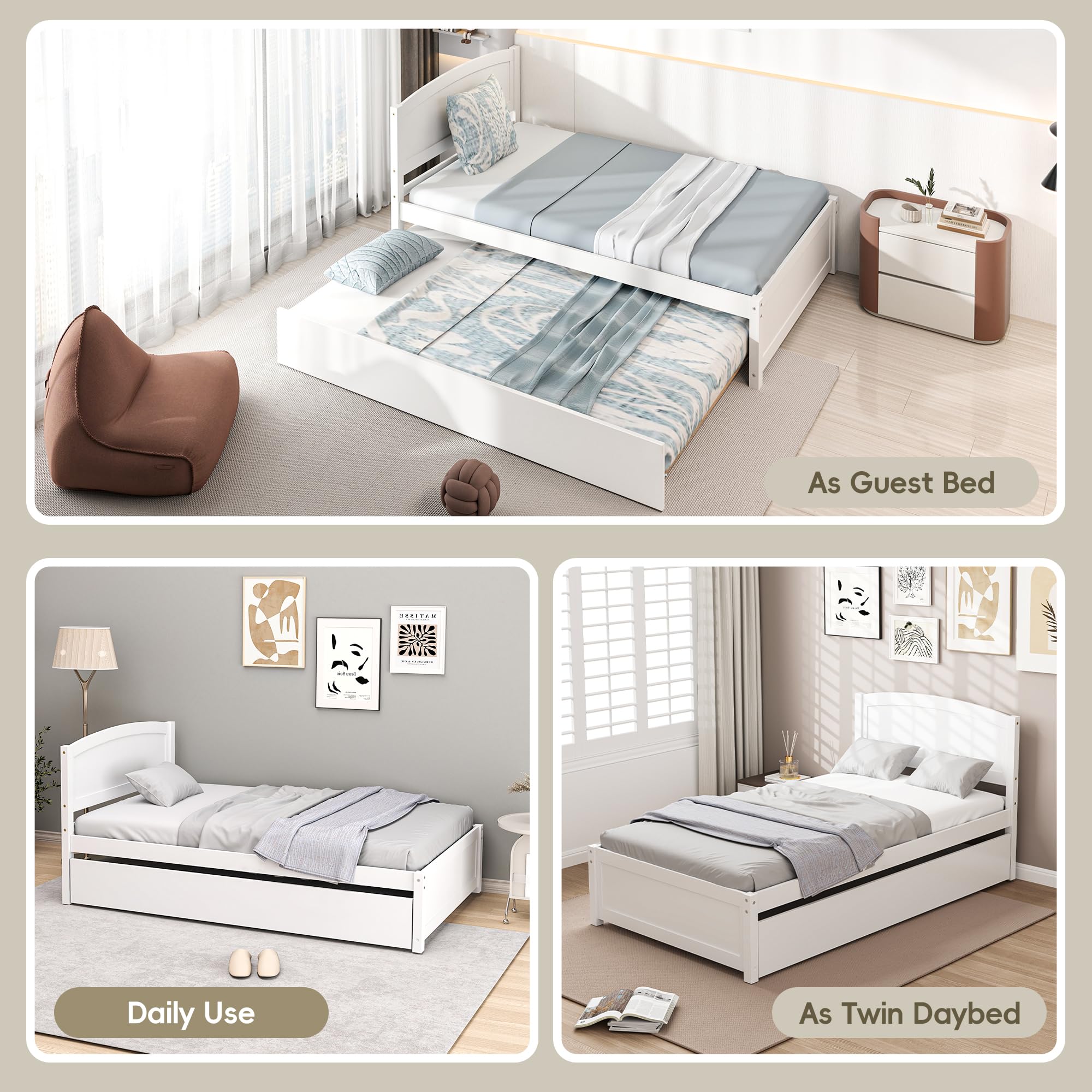 Twin Trundle Bed with Headboard