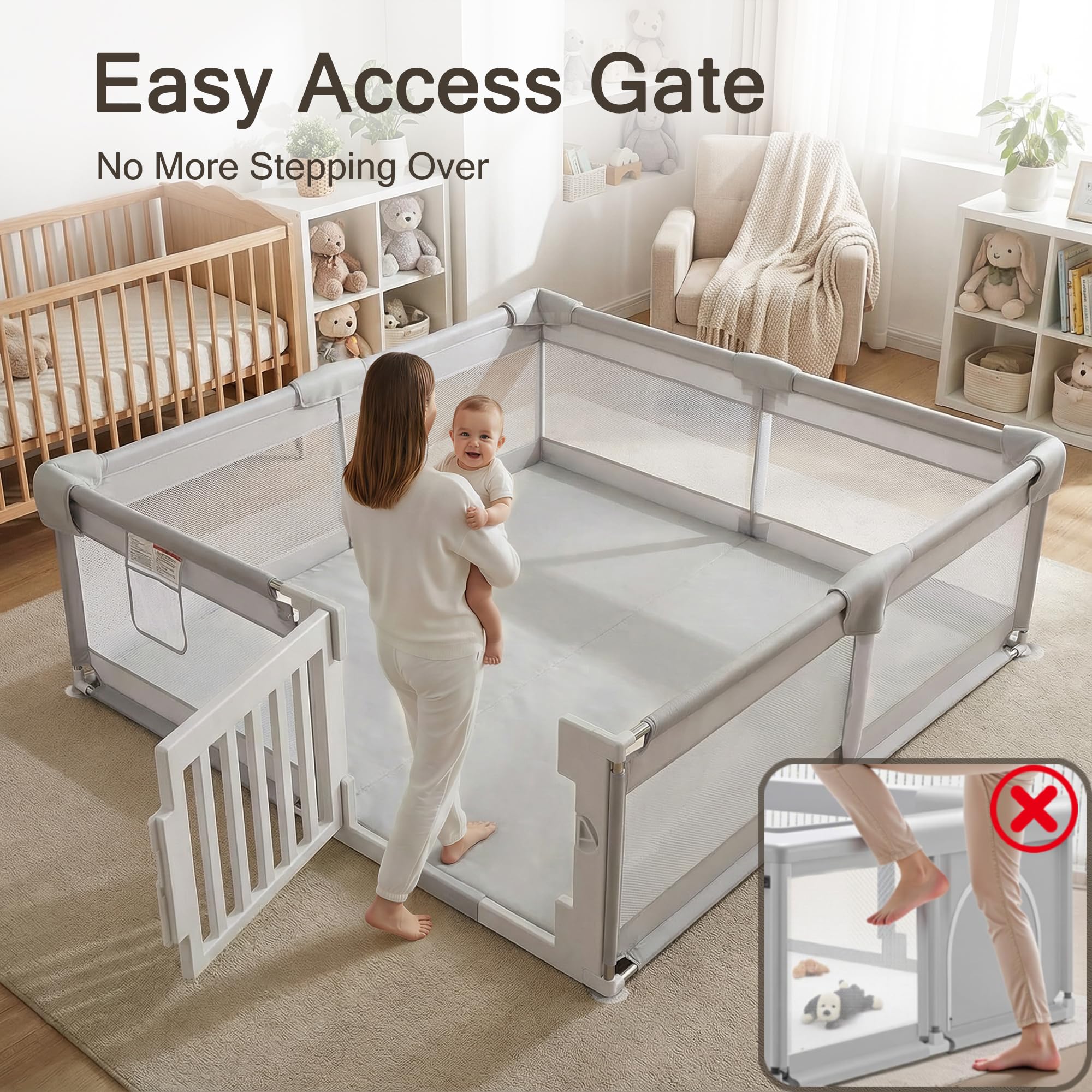 Large Baby Playpen with Gate for Infants and Toddlers