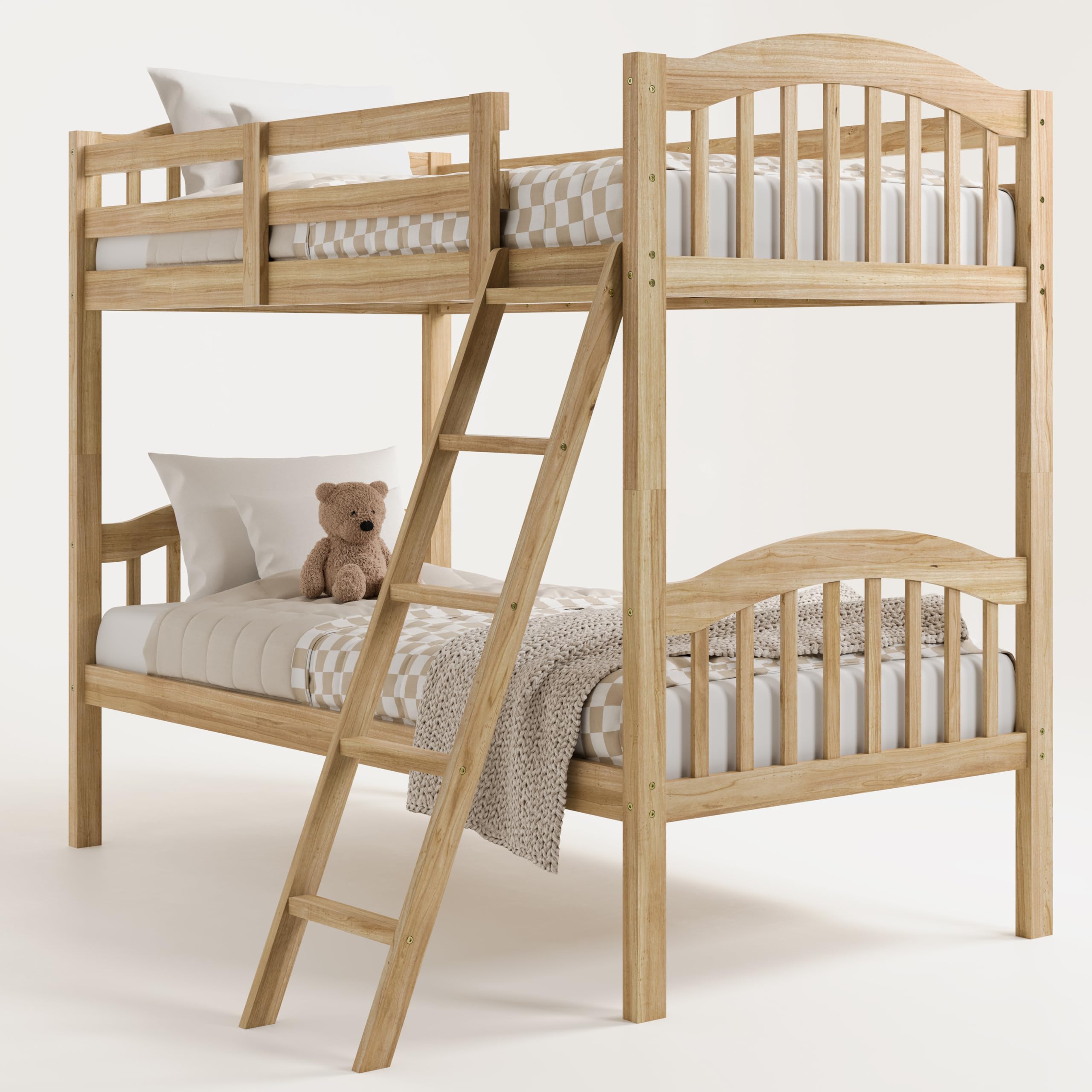 Long Horn Twin-Over-Twin Bunk Bed (Natural) - GREENGUARD