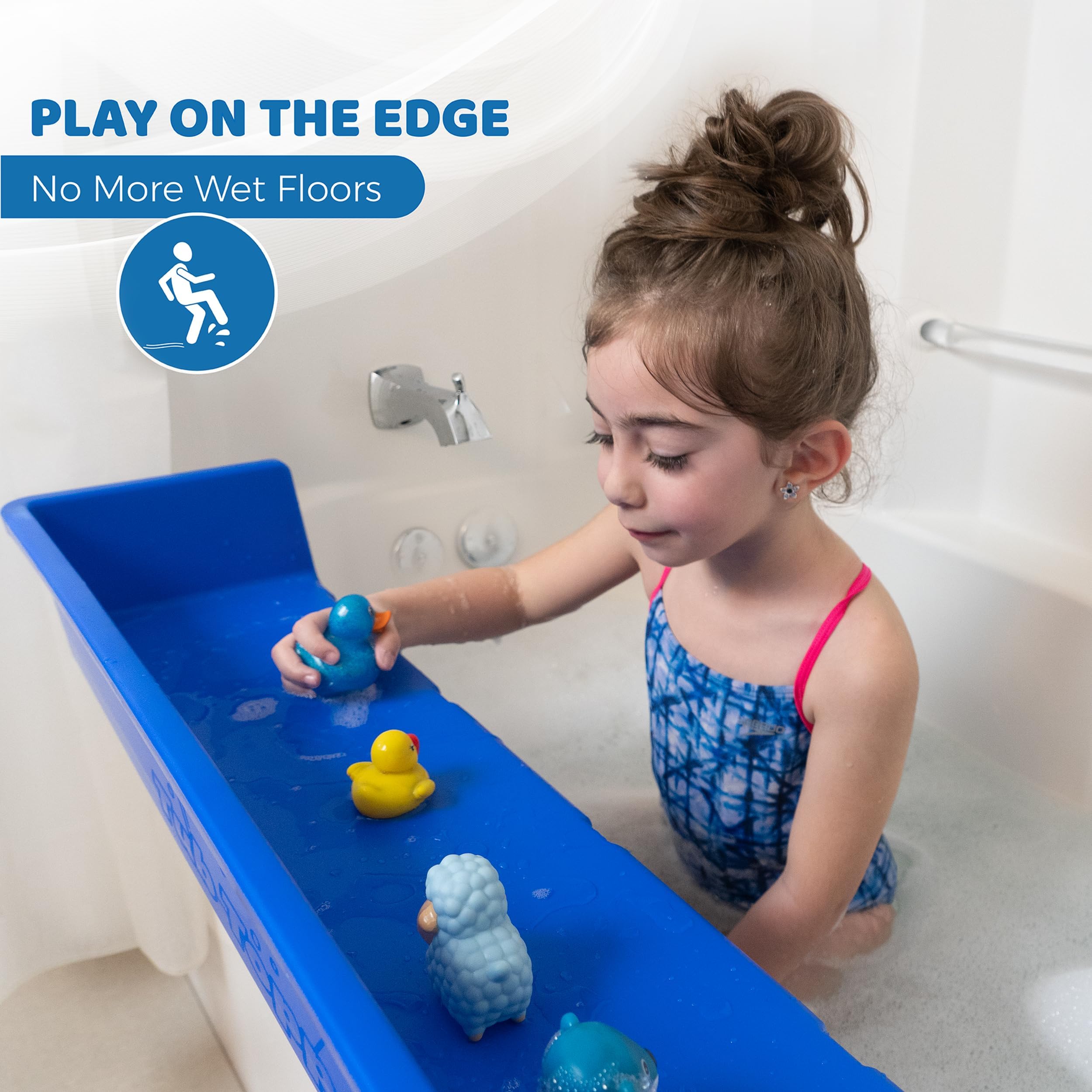 Bathtub Splash Guard & Bath Shelf for Kids – Toddler Bath Tray