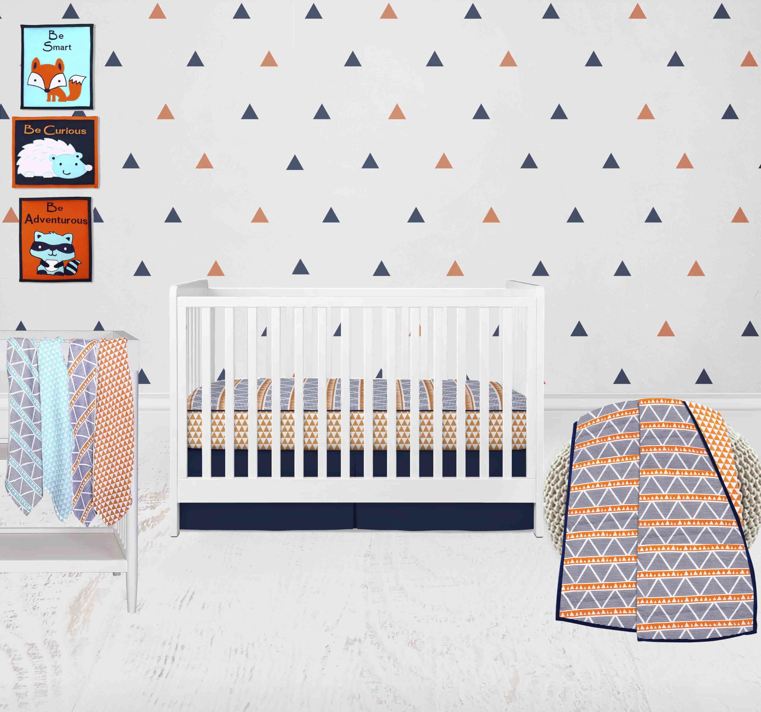 100 Percent Breathable Cotton Muslin/Percale 10 Piece Nursery Baby Crib Bedding Set