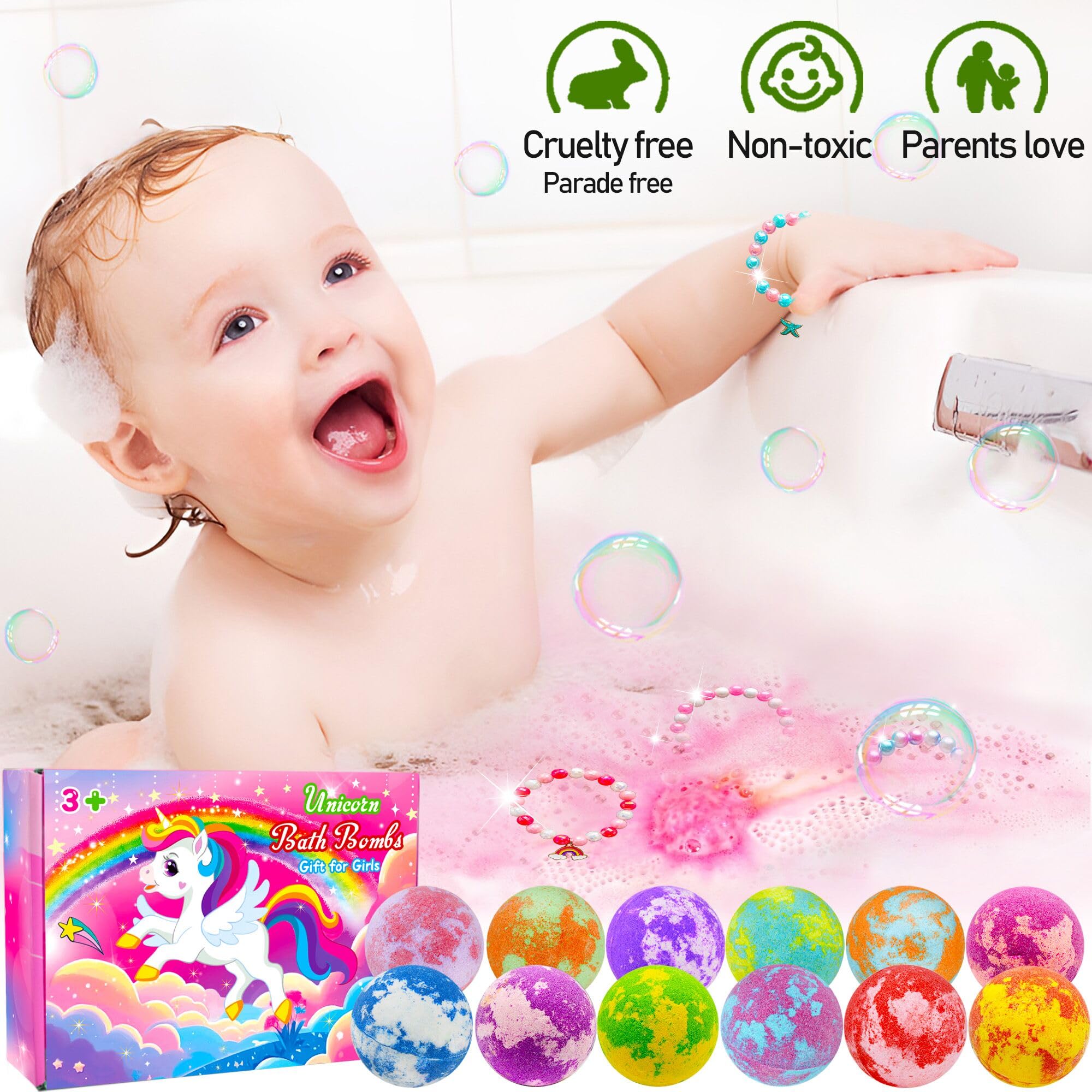 Unicorn Bath Bombs with Surprise Jewelry