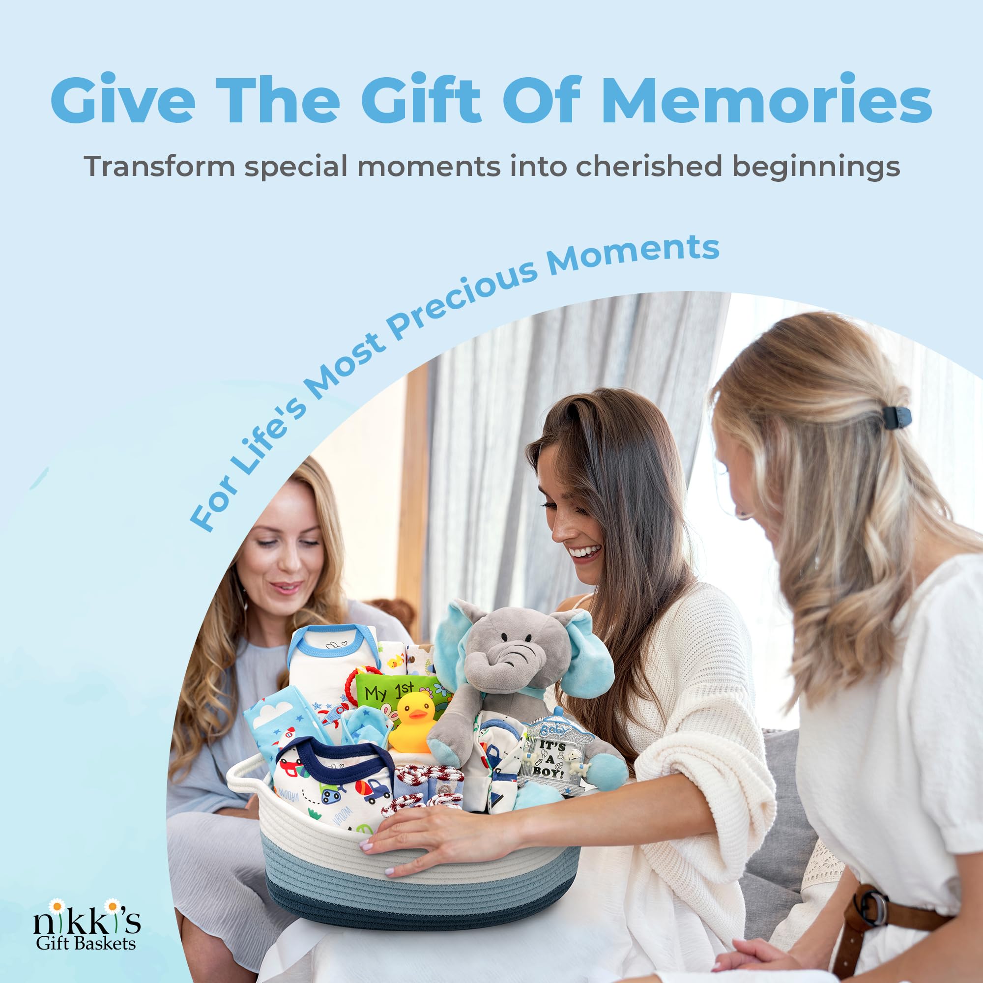 Deluxe Baby Boy Gift Basket - 20 Piece Newborn Essentials Set