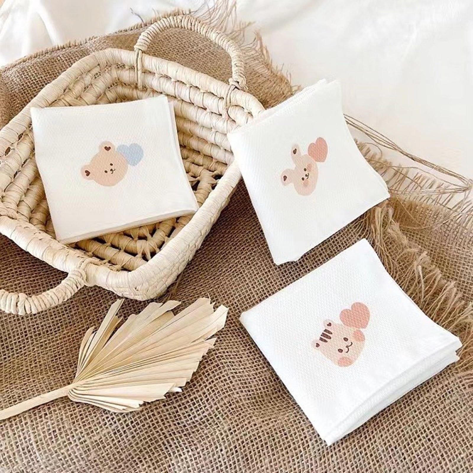 Handy Cotton Baby Towel Bear Rabbit Pattern Wash Cloth Cotton