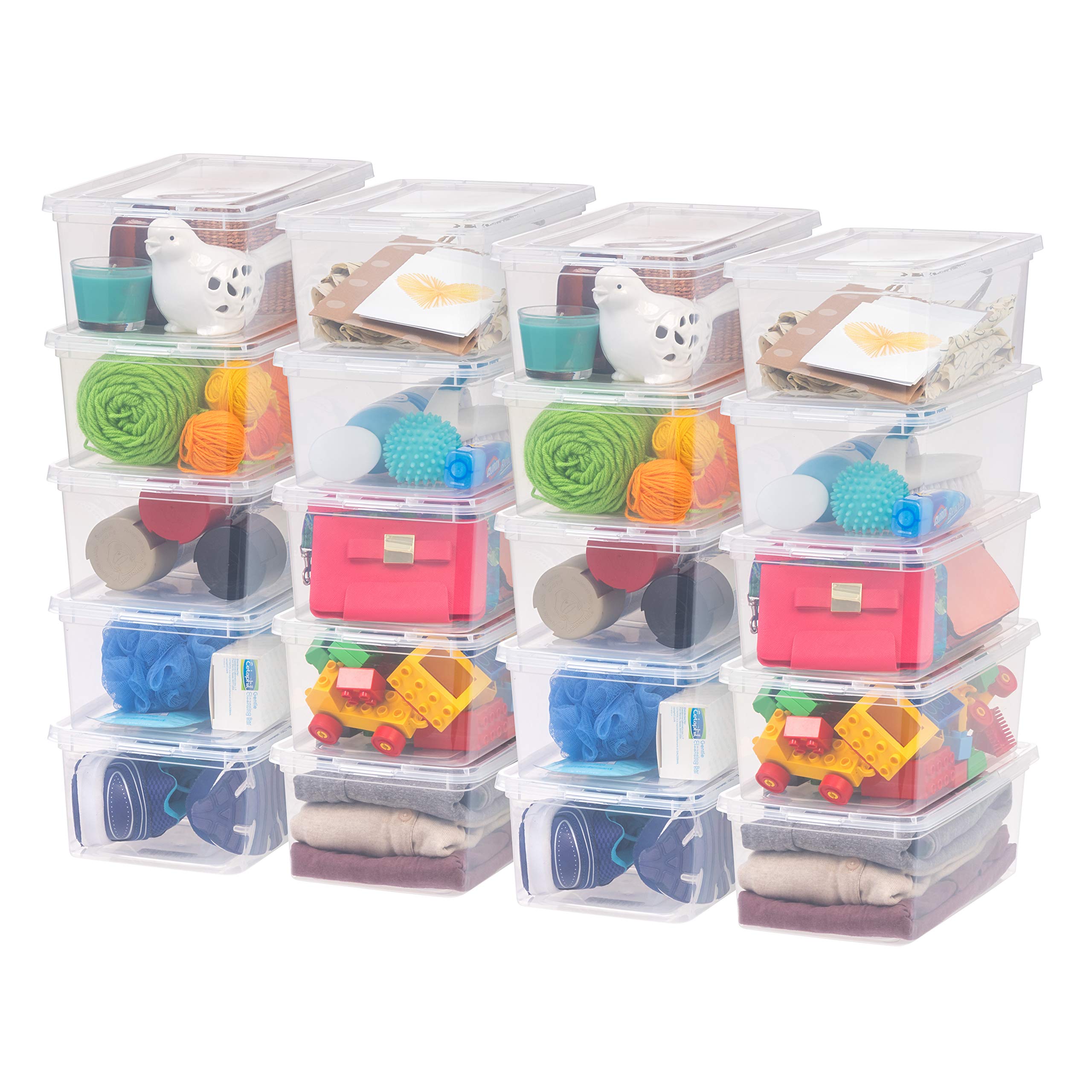 6 Quart Clear Storage Bins with Lids - 20 Pack Stackable Containers