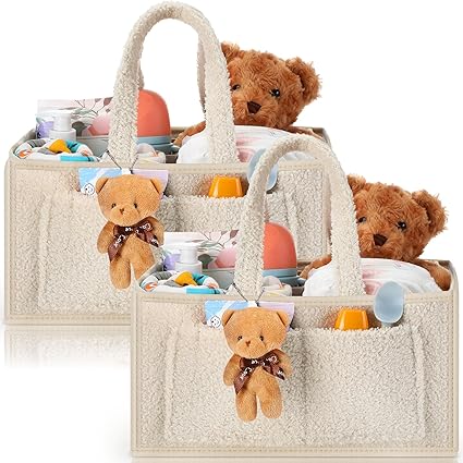 2 Pcs Large Baby Diaper Caddy Organizers Nursery Diaper Storage Bin