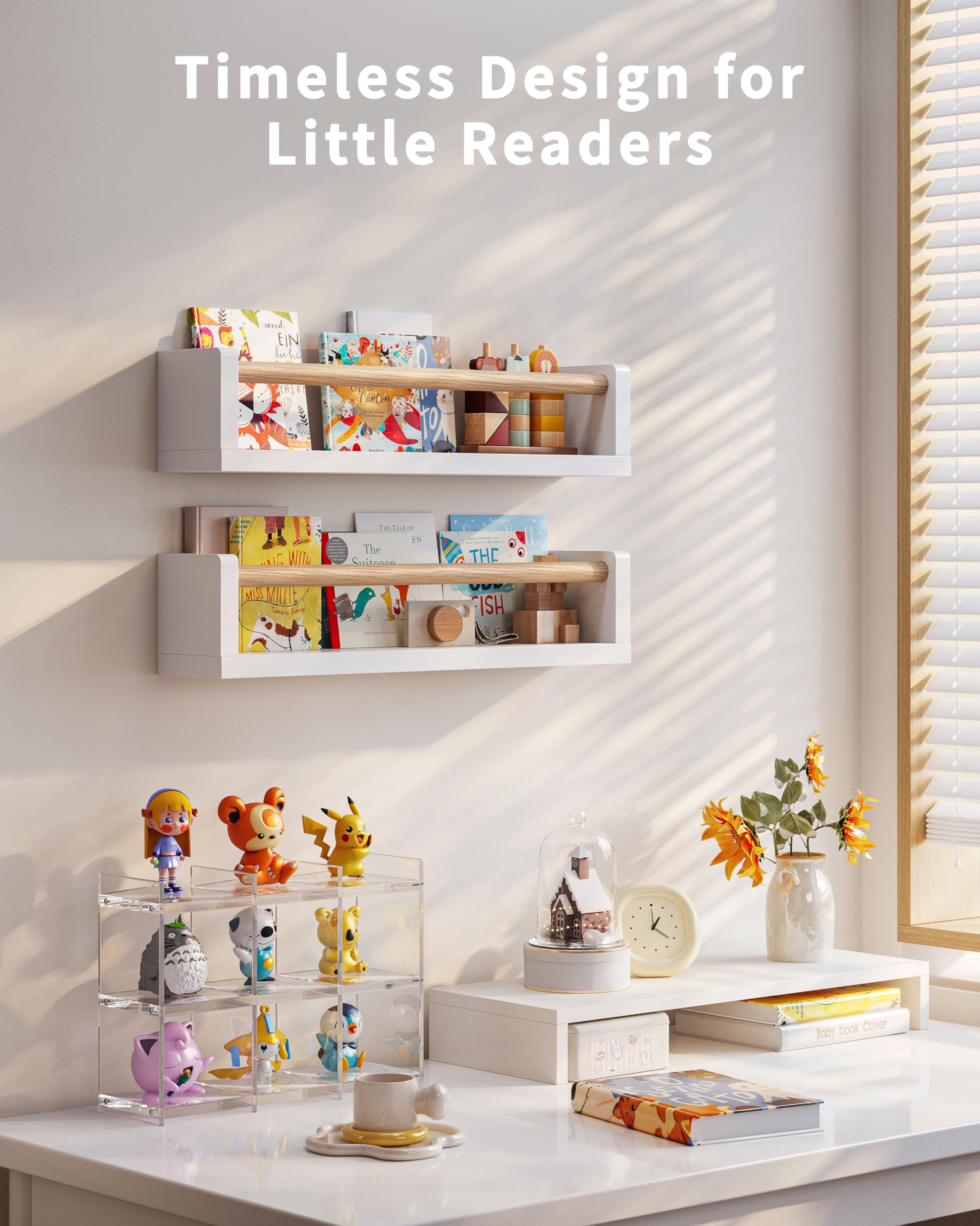 Wall-Mounted Nursery Bookshelves 4-Pack