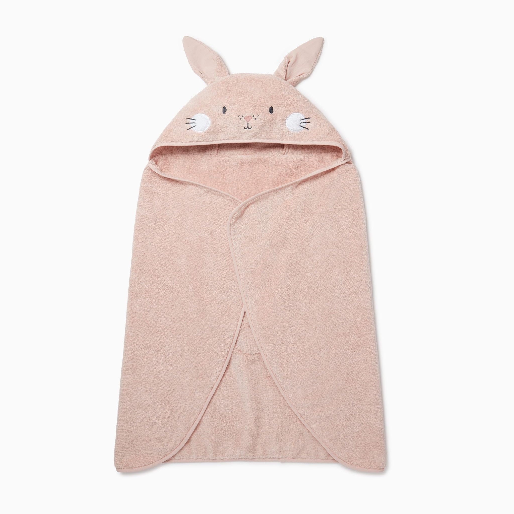and Girls Hooded Bunny Bath Towel in Blush - Unisex Baby Toddler