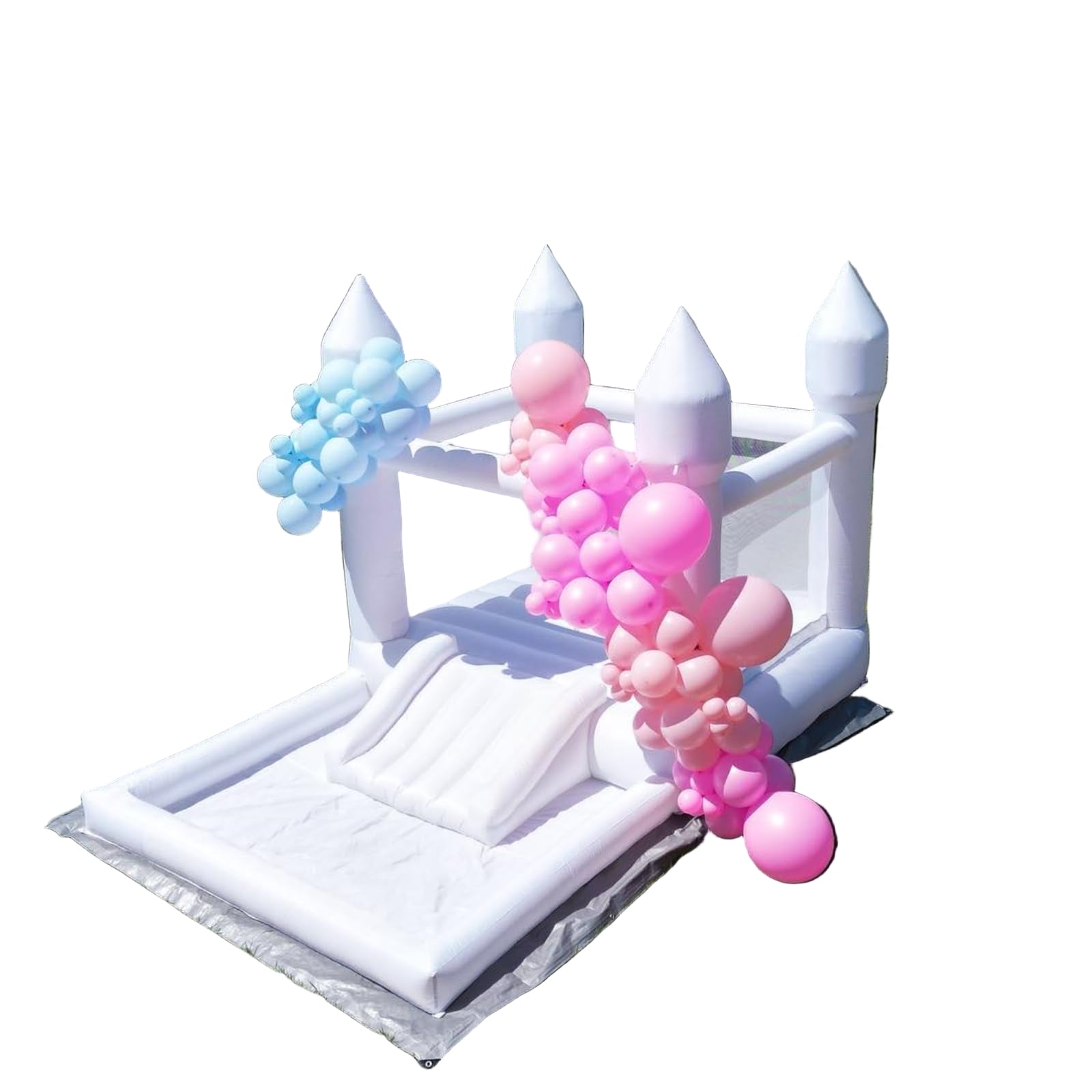 Inflatable White Bounce House for Kids with UL Blower-Portable, Large Ball Pool and Jump